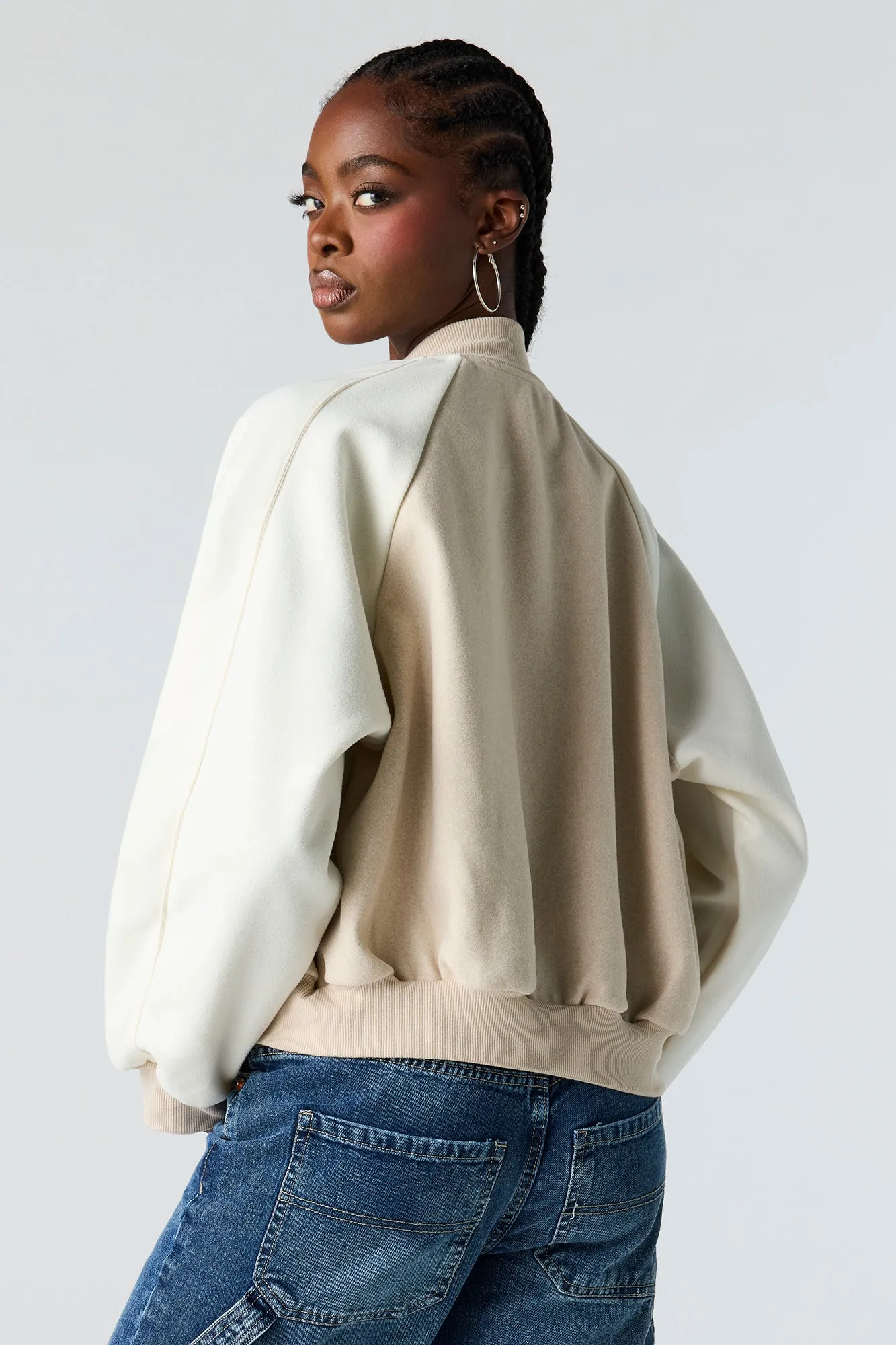 Embroidered Fleece Bomber Jacket sold by Urban Planet product image thumbnail 5