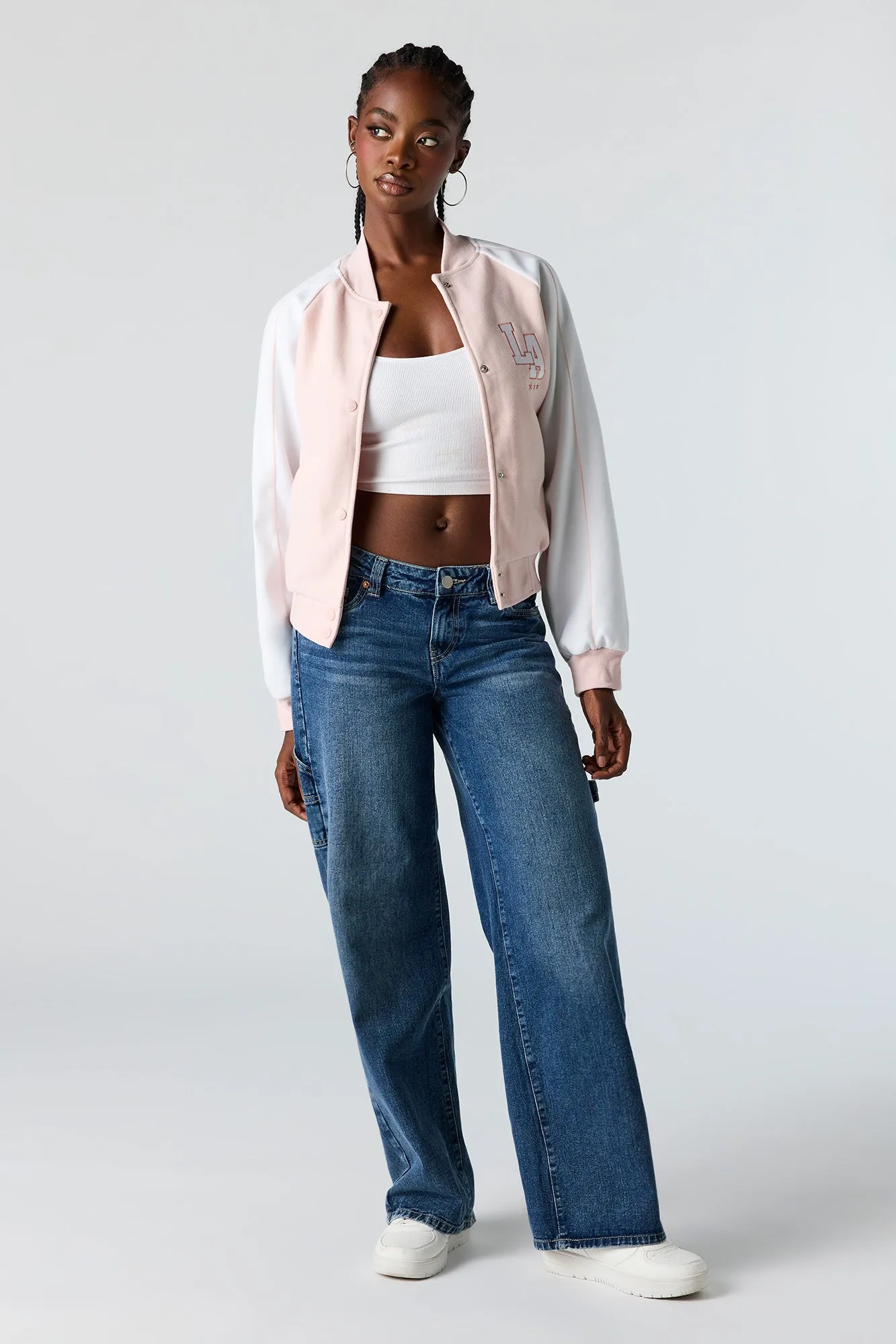 Embroidered Fleece Bomber Jacket sold by Urban Planet product image thumbnail 3