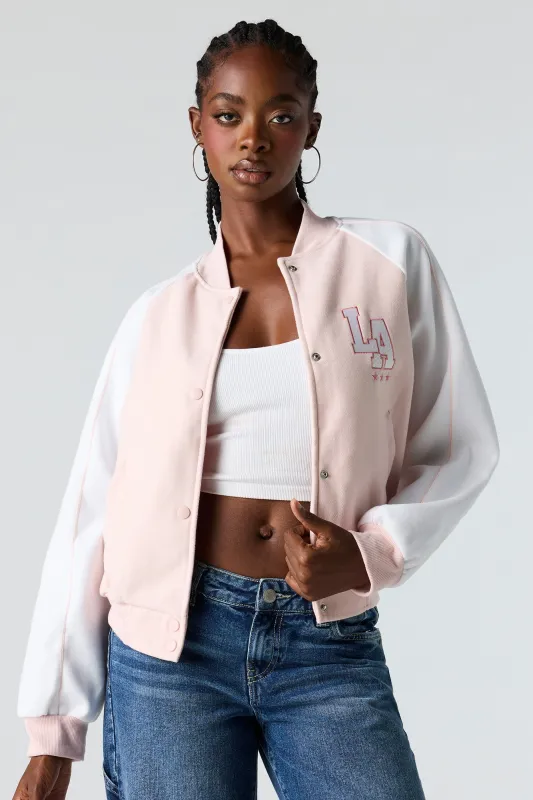 Embroidered Fleece Bomber Jacket sold by Urban Planet