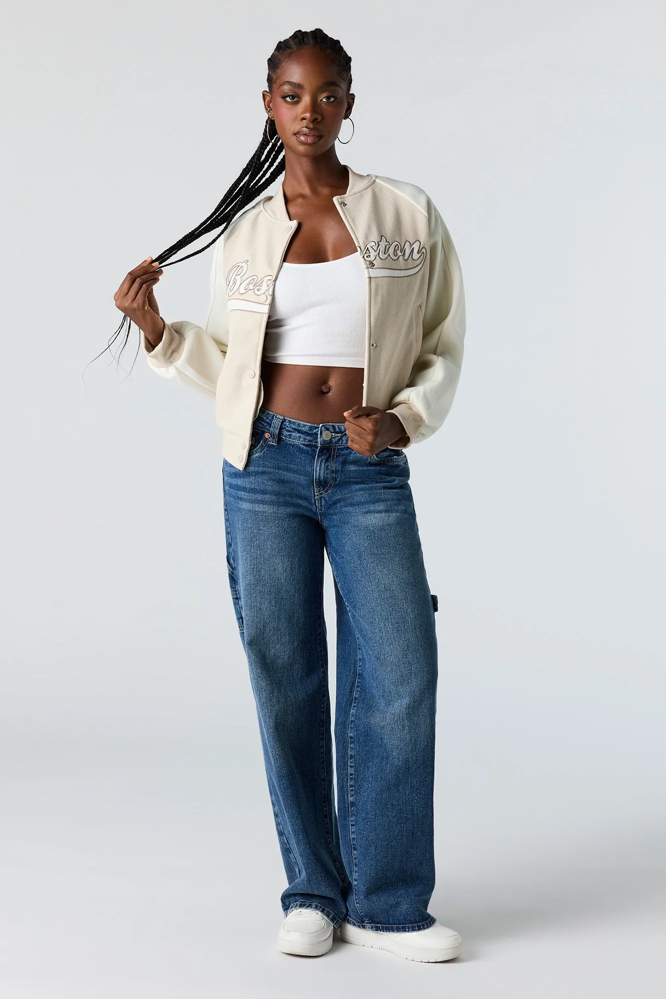 Blouson aviateur en molleton avec motif brodé sold by Urban Planet product image thumbnail 4