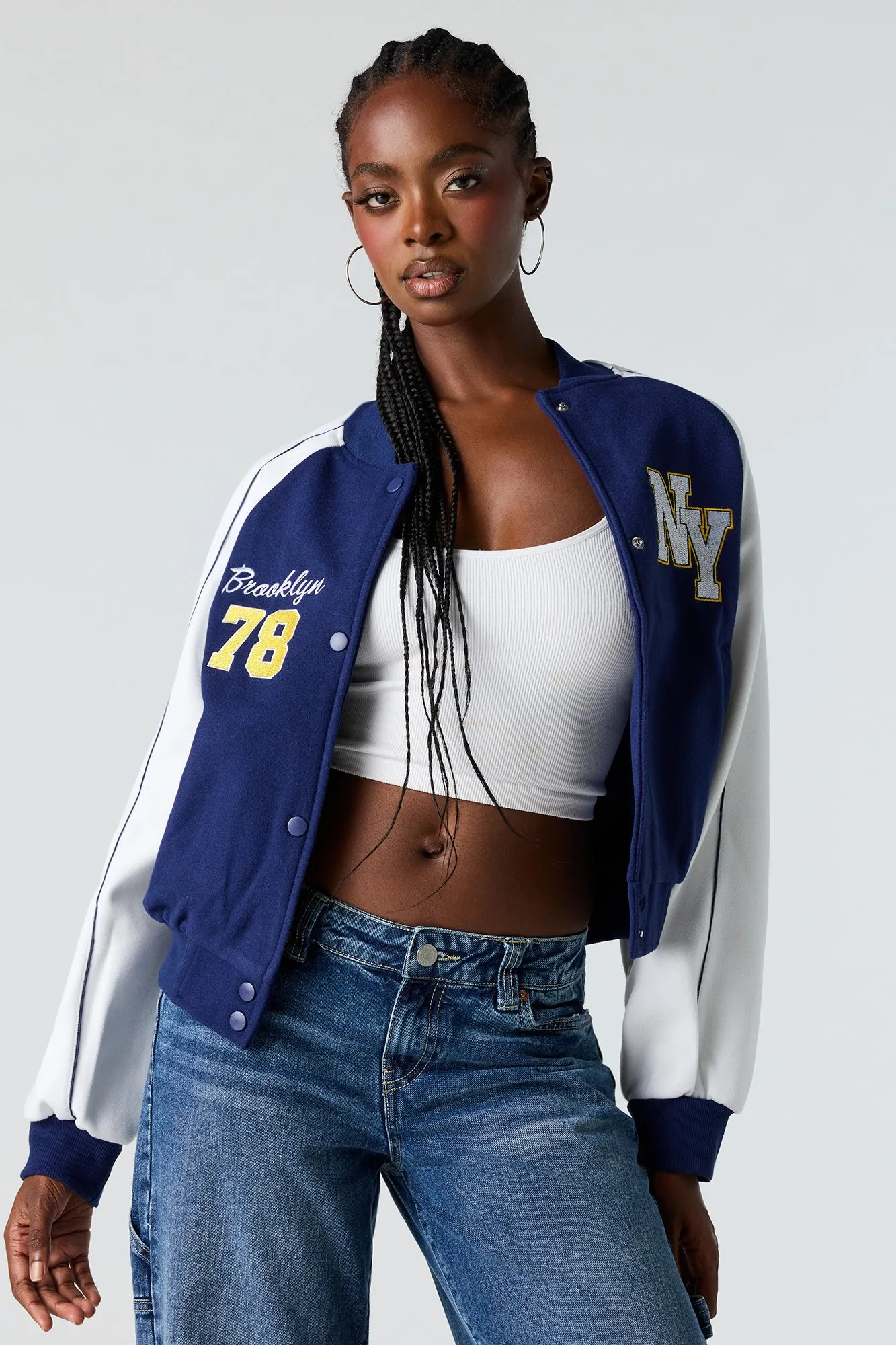 Blouson aviateur en molleton avec motif brodé sold by Urban Planet product image thumbnail 5