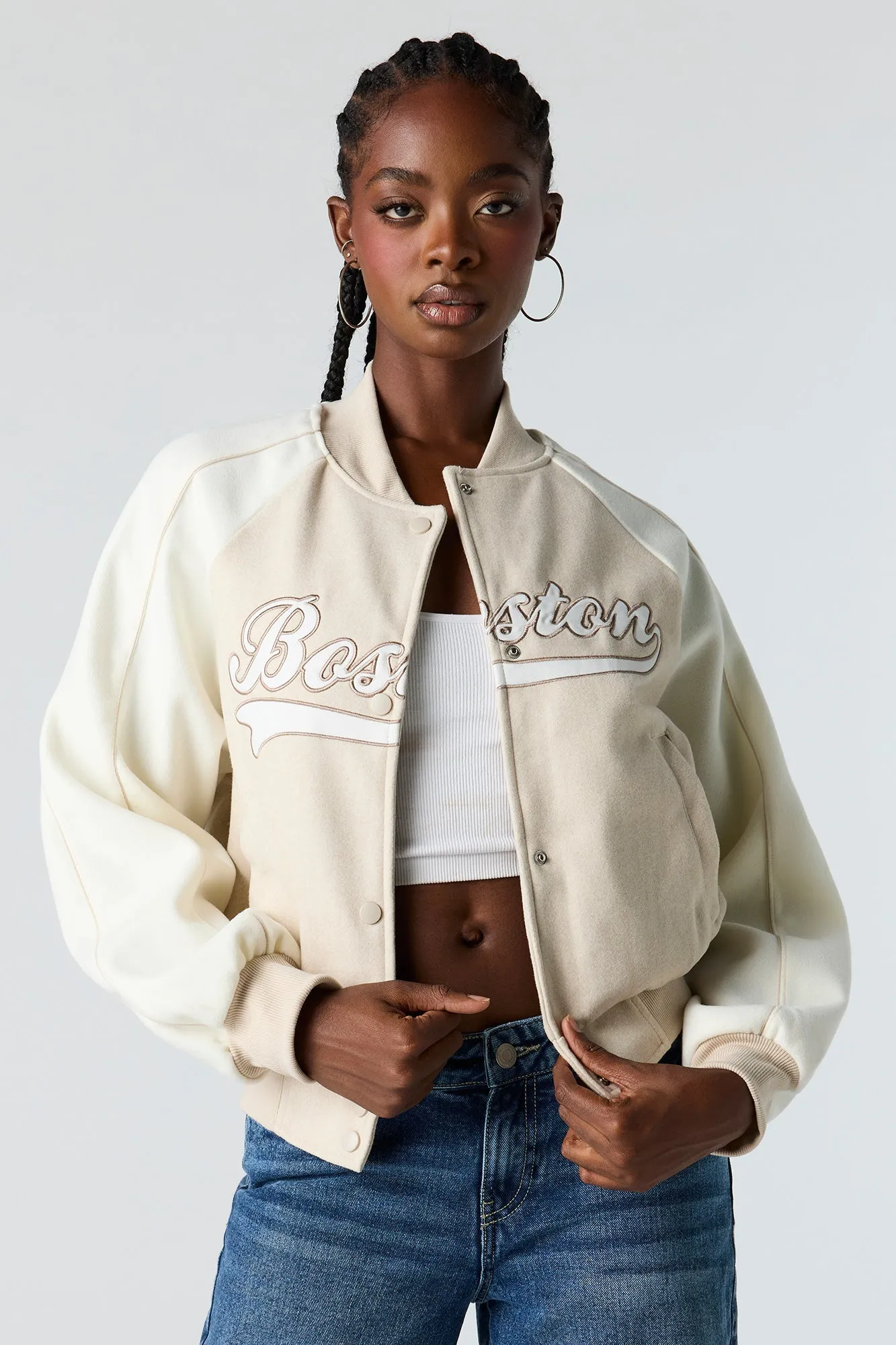 Blouson aviateur en molleton avec motif brodé sold by Urban Planet product image thumbnail 2