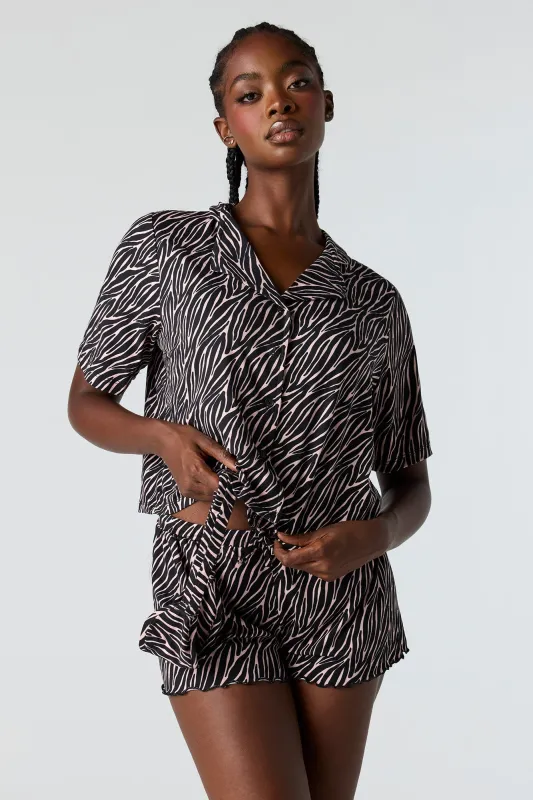 Button-Up Top & Short & Eye Mask Pajama Set sold by Urban Planet