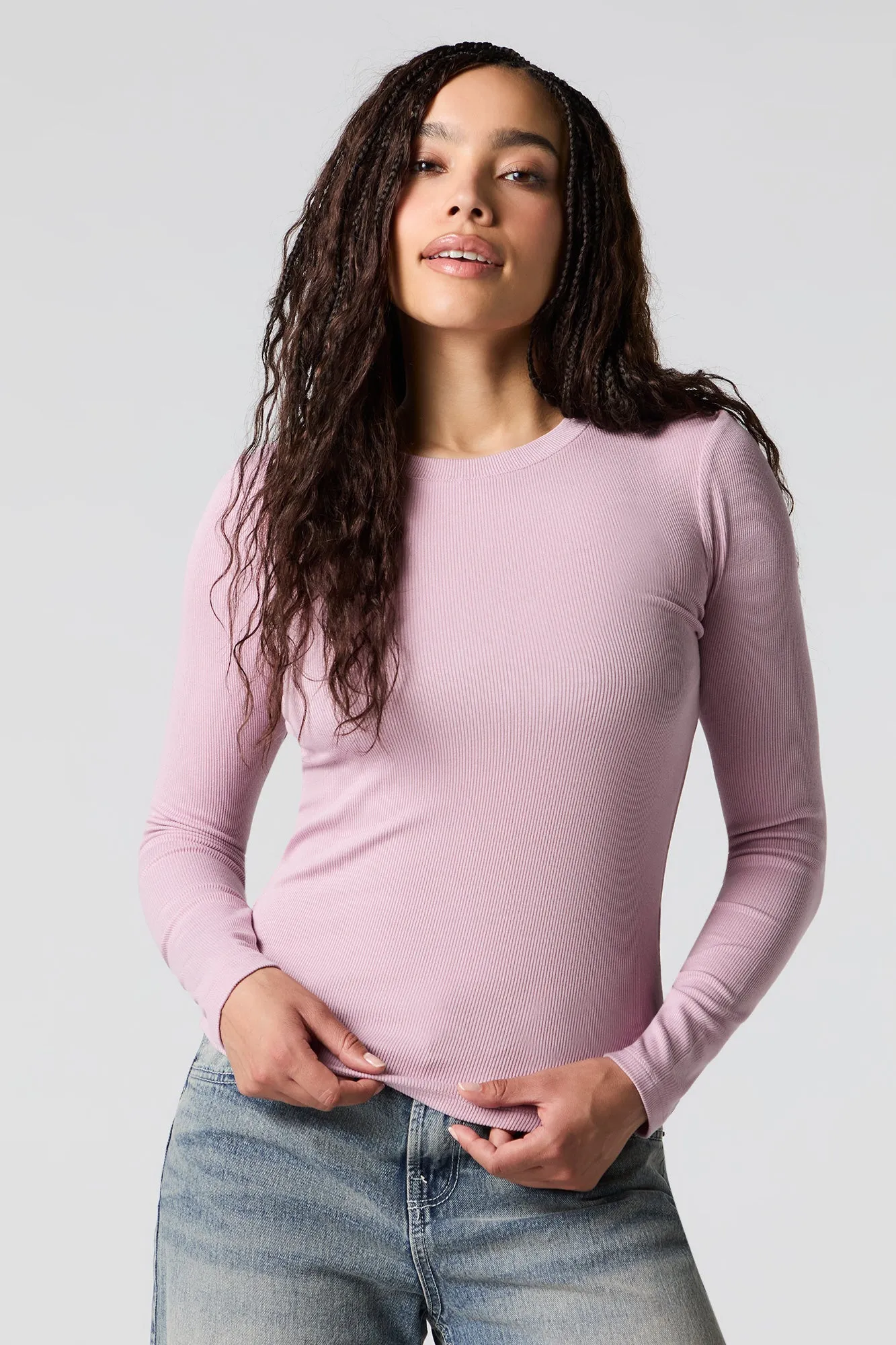 Classic Ribbed Long Sleeve Top sold by Urban Planet