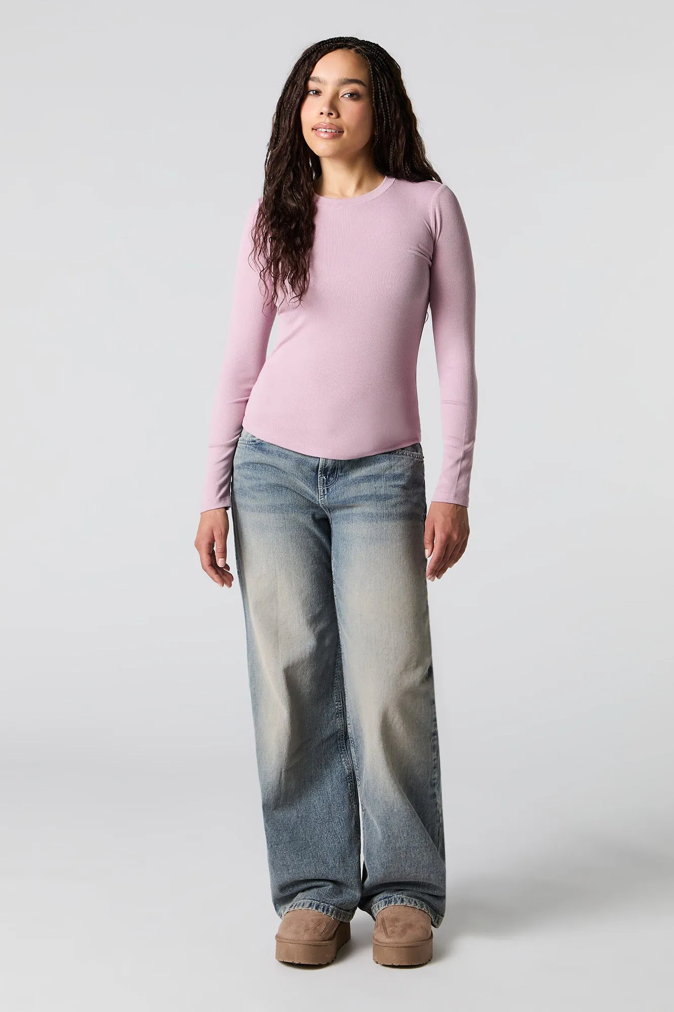 Classic Ribbed Long Sleeve Top sold by Urban Planet product image thumbnail 3
