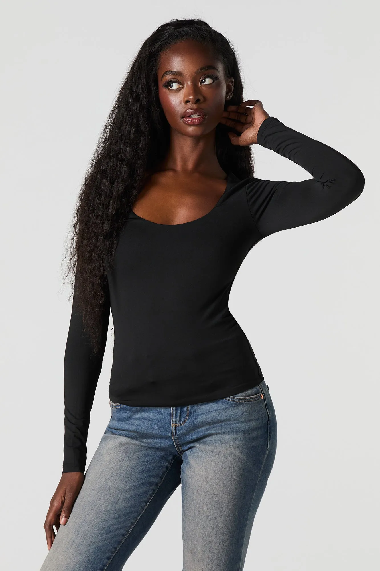 Contour Scoop Neck Long Sleeve Top sold by Urban Planet product image thumbnail 4
