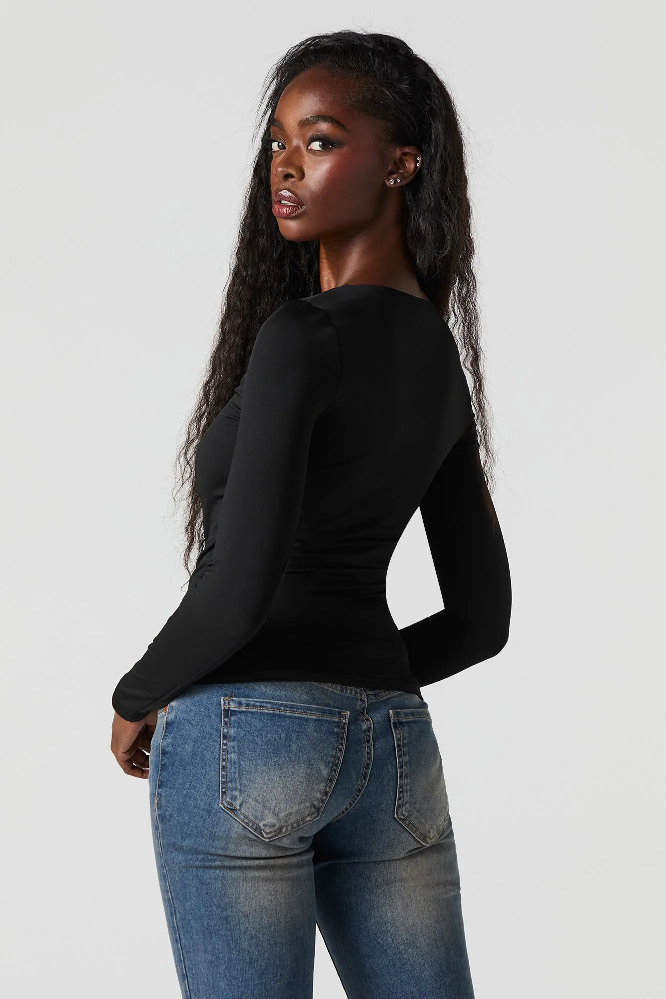 Contour Scoop Neck Long Sleeve Top sold by Urban Planet product image thumbnail 5