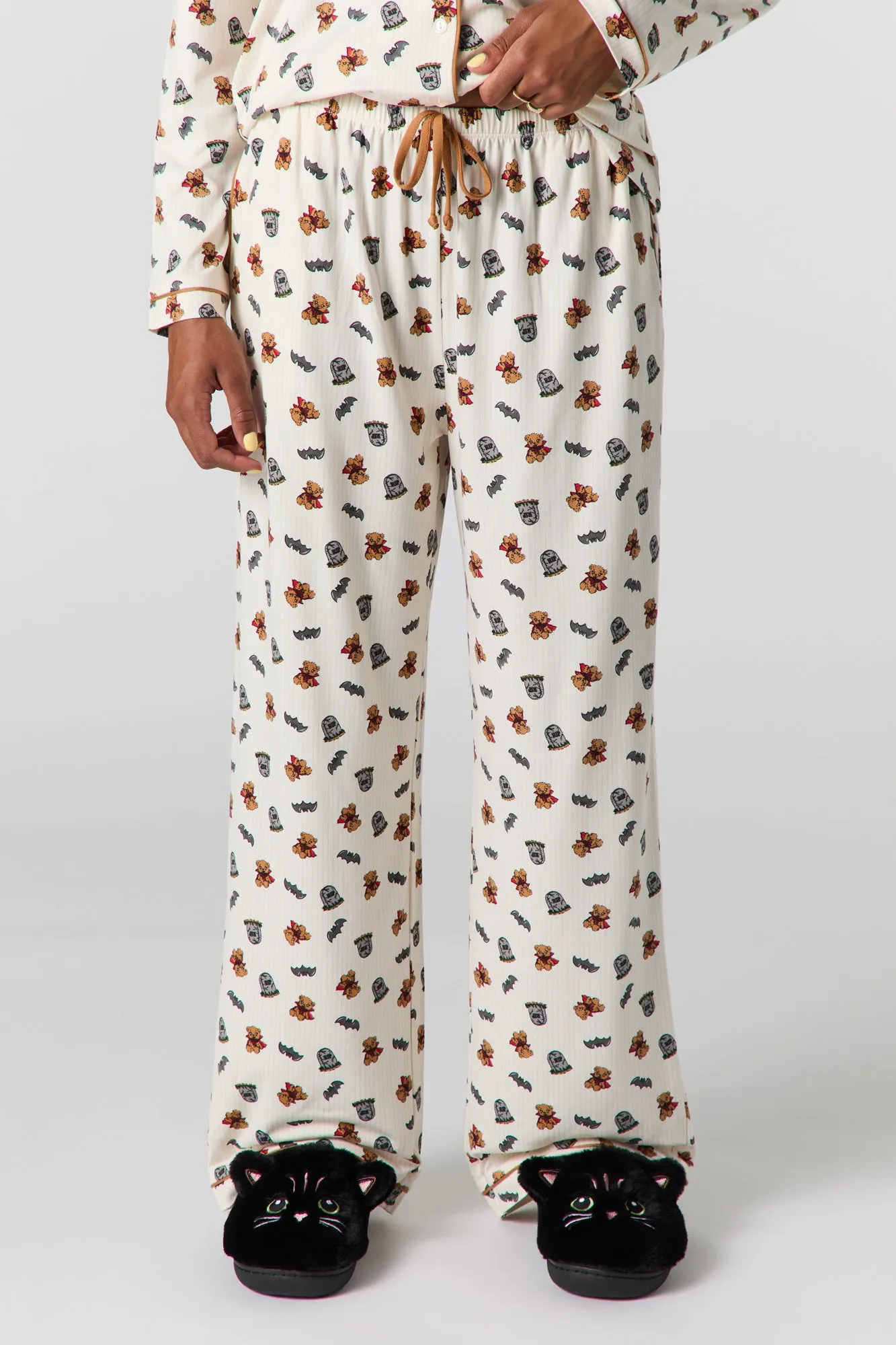 Halloween Printed Button-Up Top & Pant Pajama Set sold by Urban Planet product image thumbnail 2
