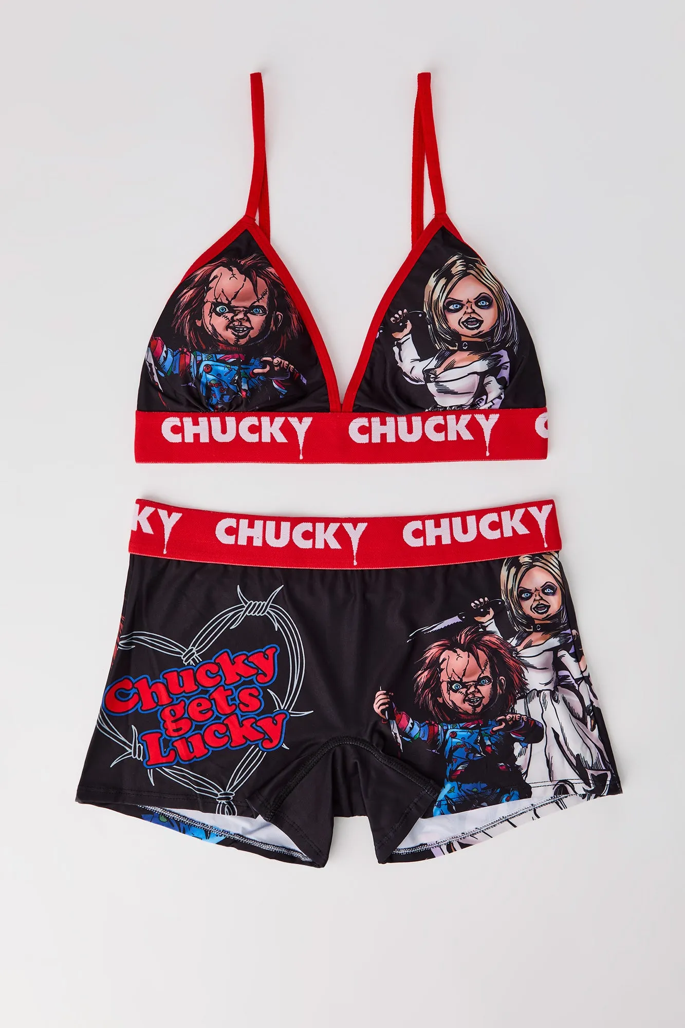 Ensemble avec bralette triangulaire et culotte garçonne à imprimé Horror sold by Urban Planet product image thumbnail 5