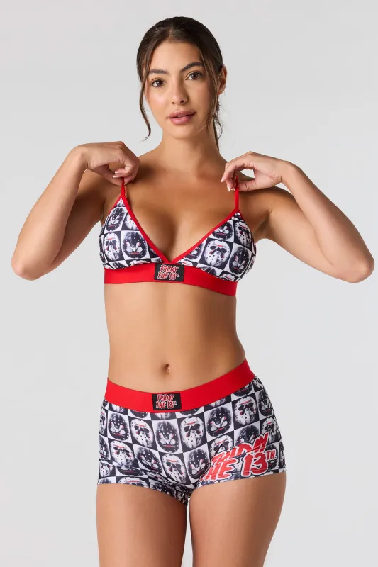 Ensemble avec bralette triangulaire et culotte garçonne à imprimé Horror sold by Urban Planet