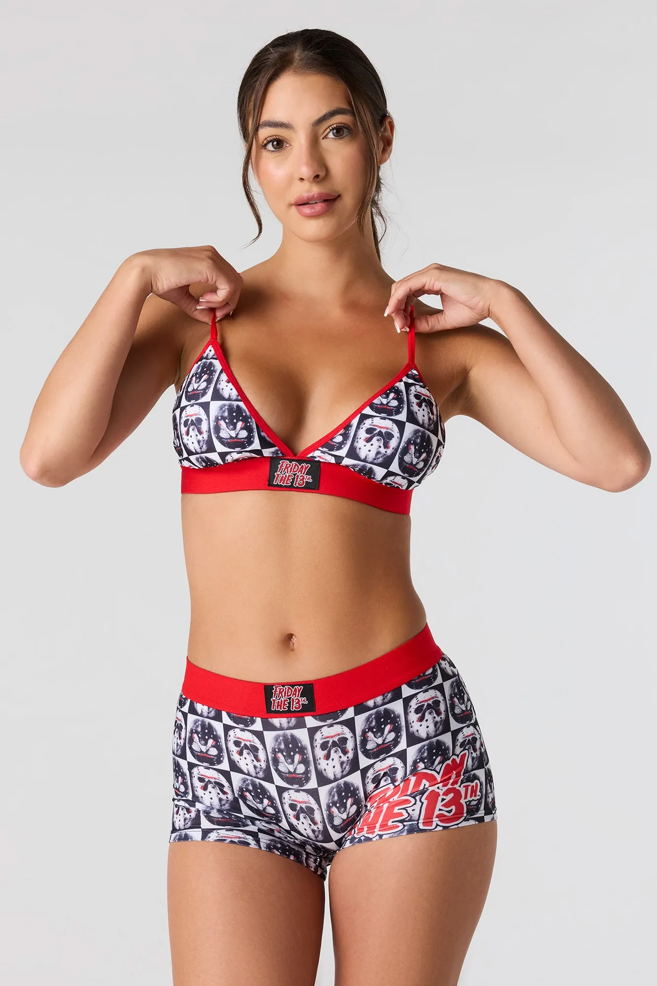 Ensemble avec bralette triangulaire et culotte garçonne à imprimé Horror sold by Urban Planet