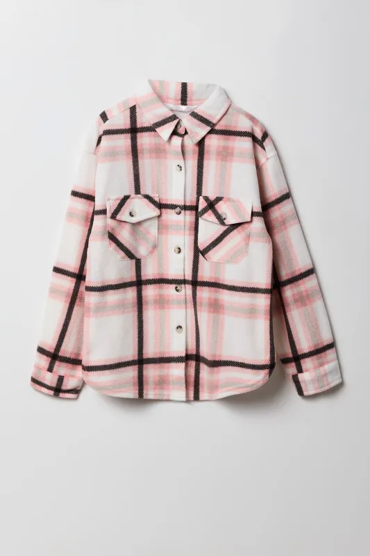 Girls Plaid Flannel Shacket sold by Urban Planet