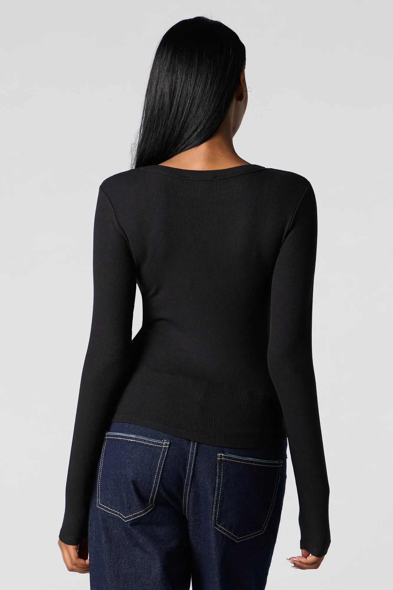 Classic Ribbed Long Sleeve Top sold by Urban Planet product image thumbnail 5