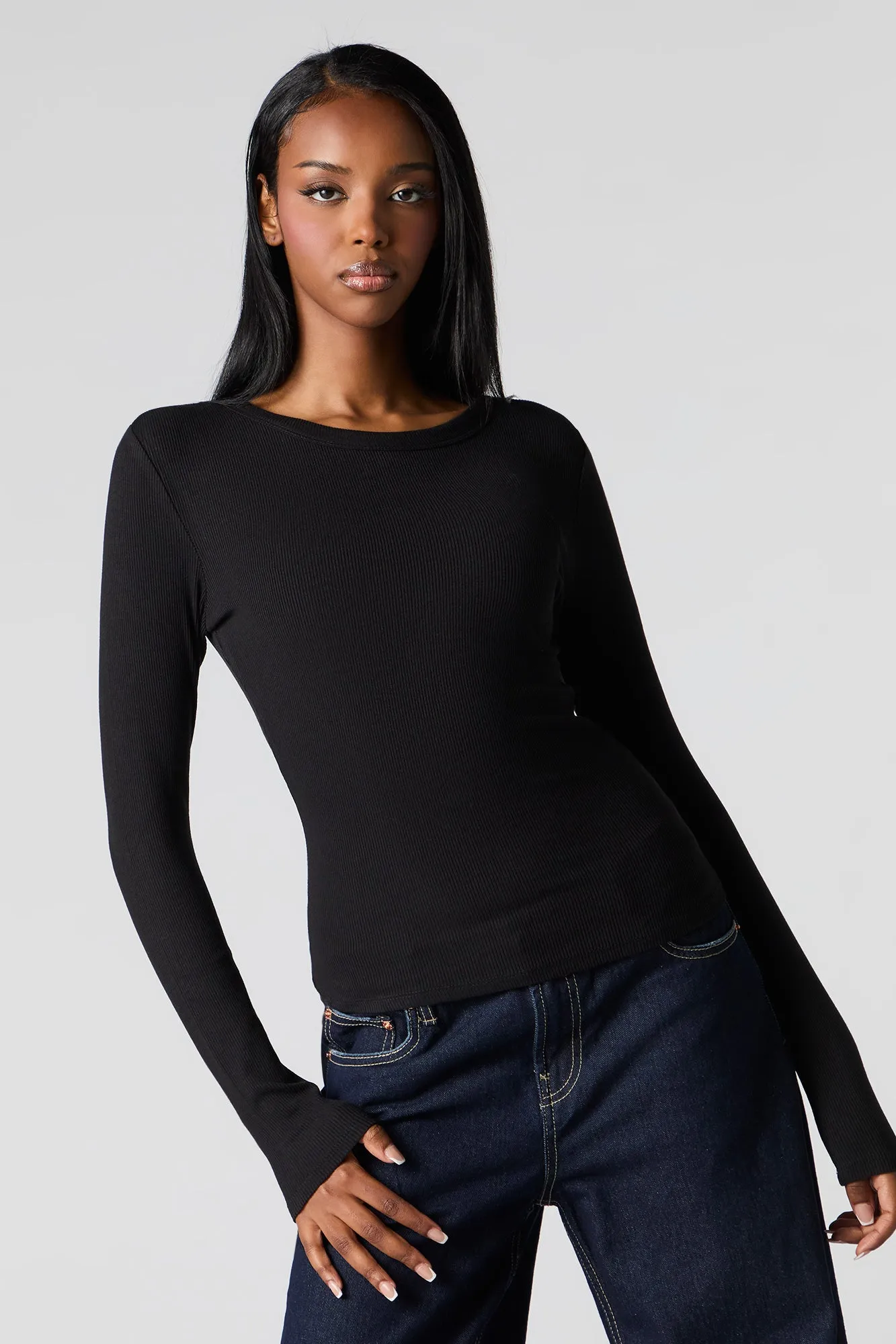 Classic Ribbed Long Sleeve Top sold by Urban Planet product image thumbnail 4