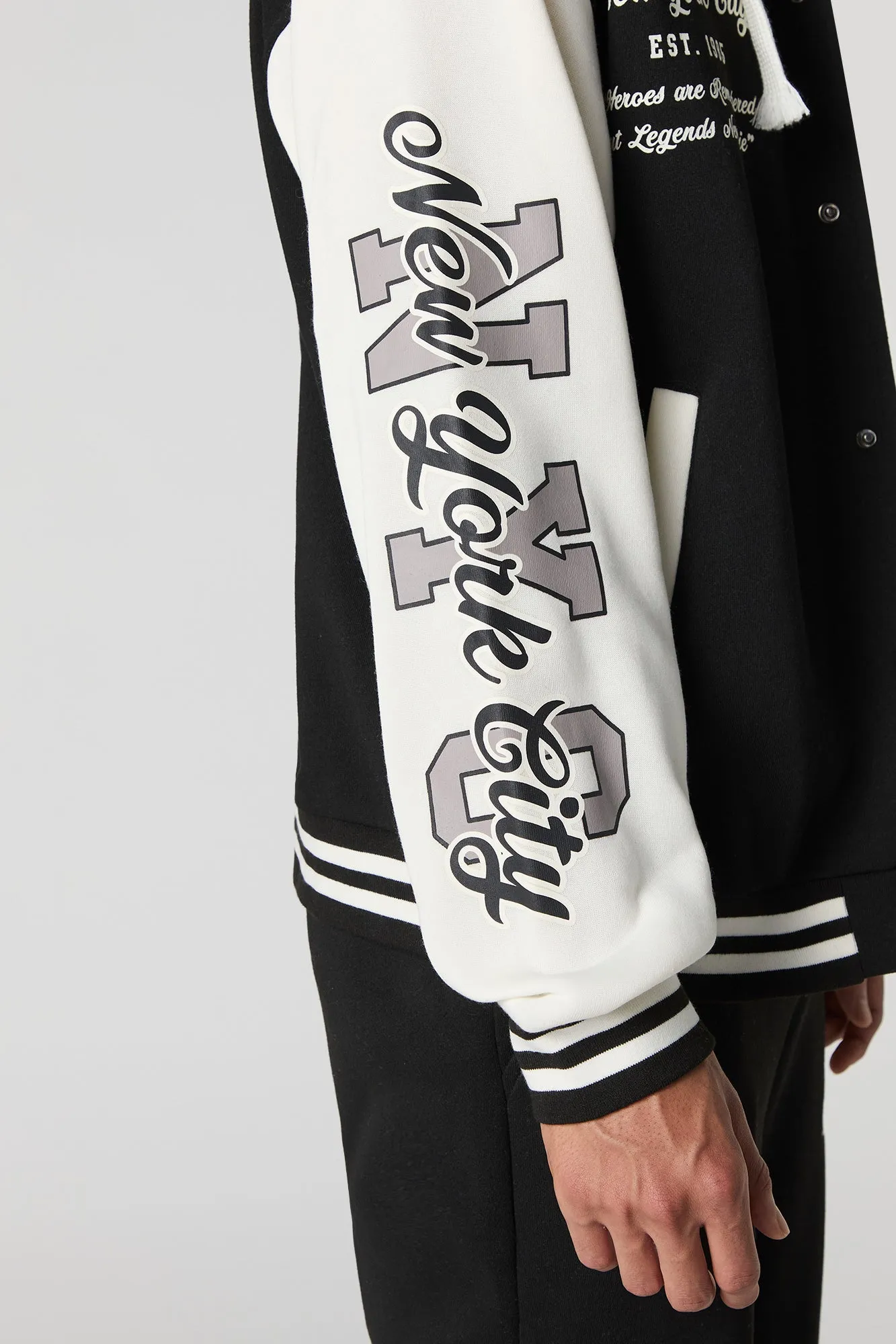 City Twill Embroidered Graphic Fleece Varsity Jacket sold by Urban Planet product image thumbnail 4