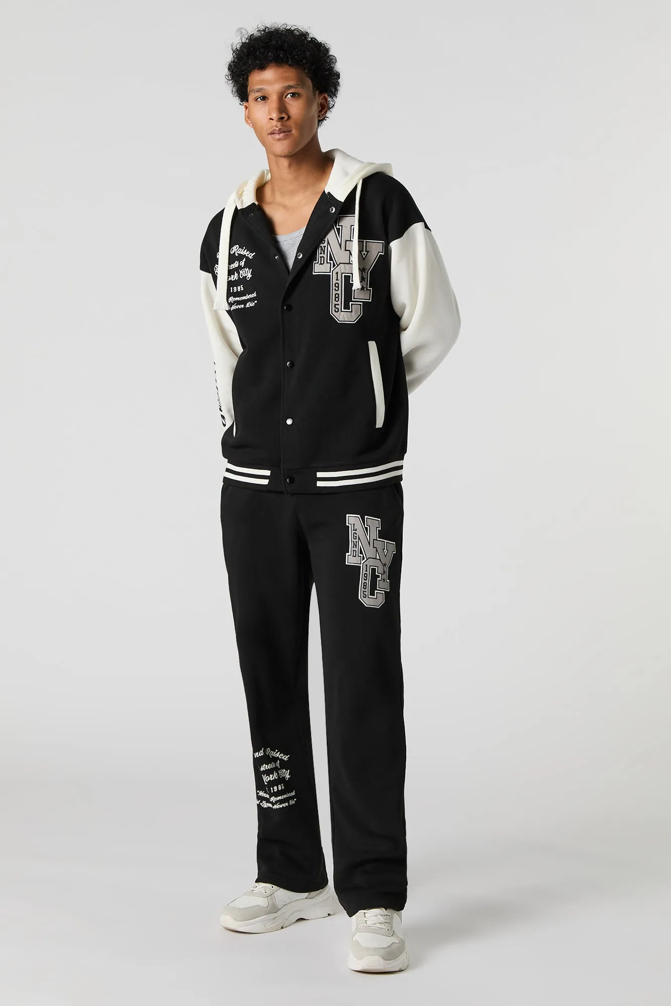 City Twill Embroidered Graphic Fleece Varsity Jacket sold by Urban Planet product image thumbnail 3