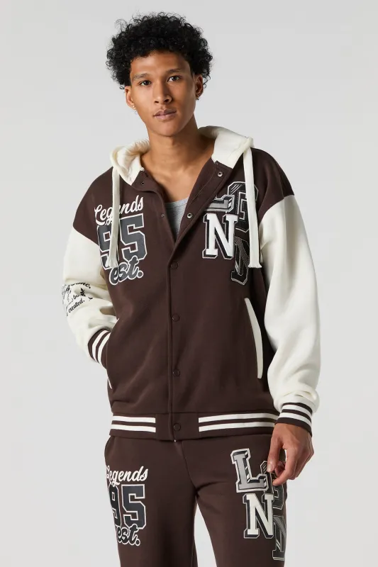 Legend Twill Embroidered Graphic Fleece Varsity Jacket sold by Urban Planet