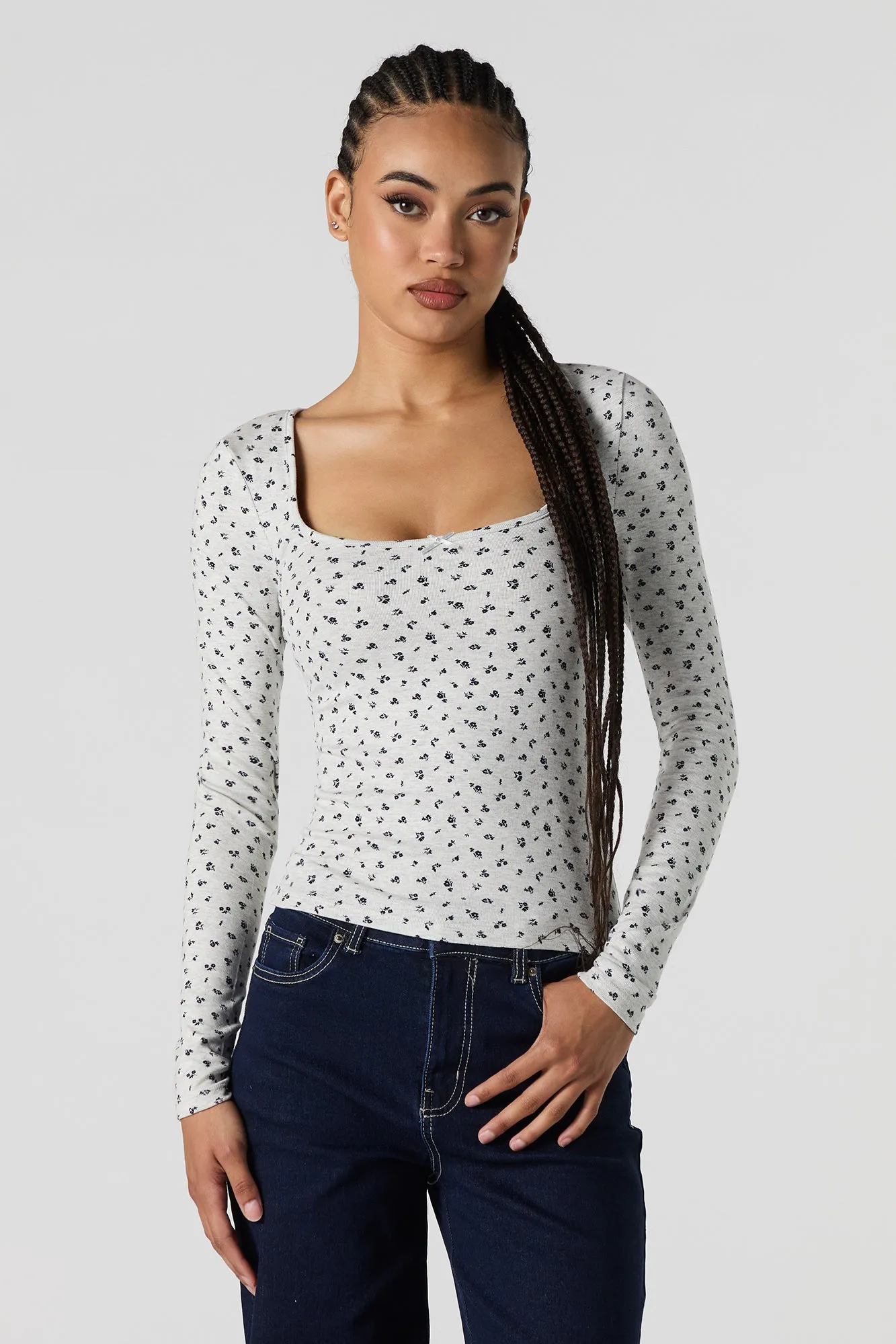 Haut côtelé à manches longues avec encolure carrée sold by Urban Planet product image thumbnail 5