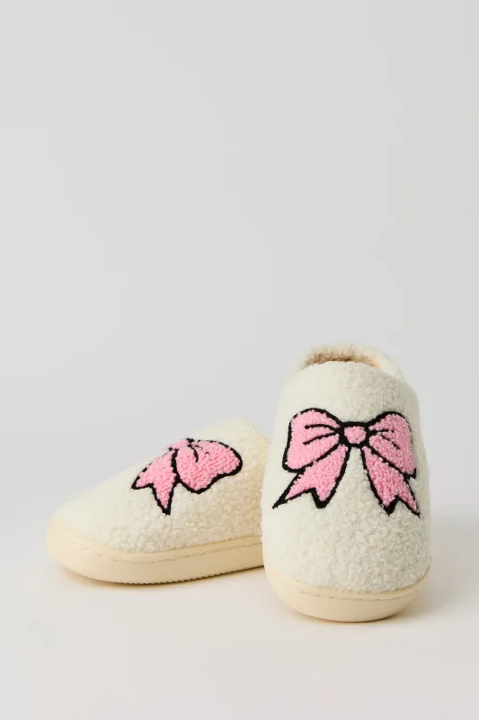 Bow Sherpa Slippers sold by Urban Planet
