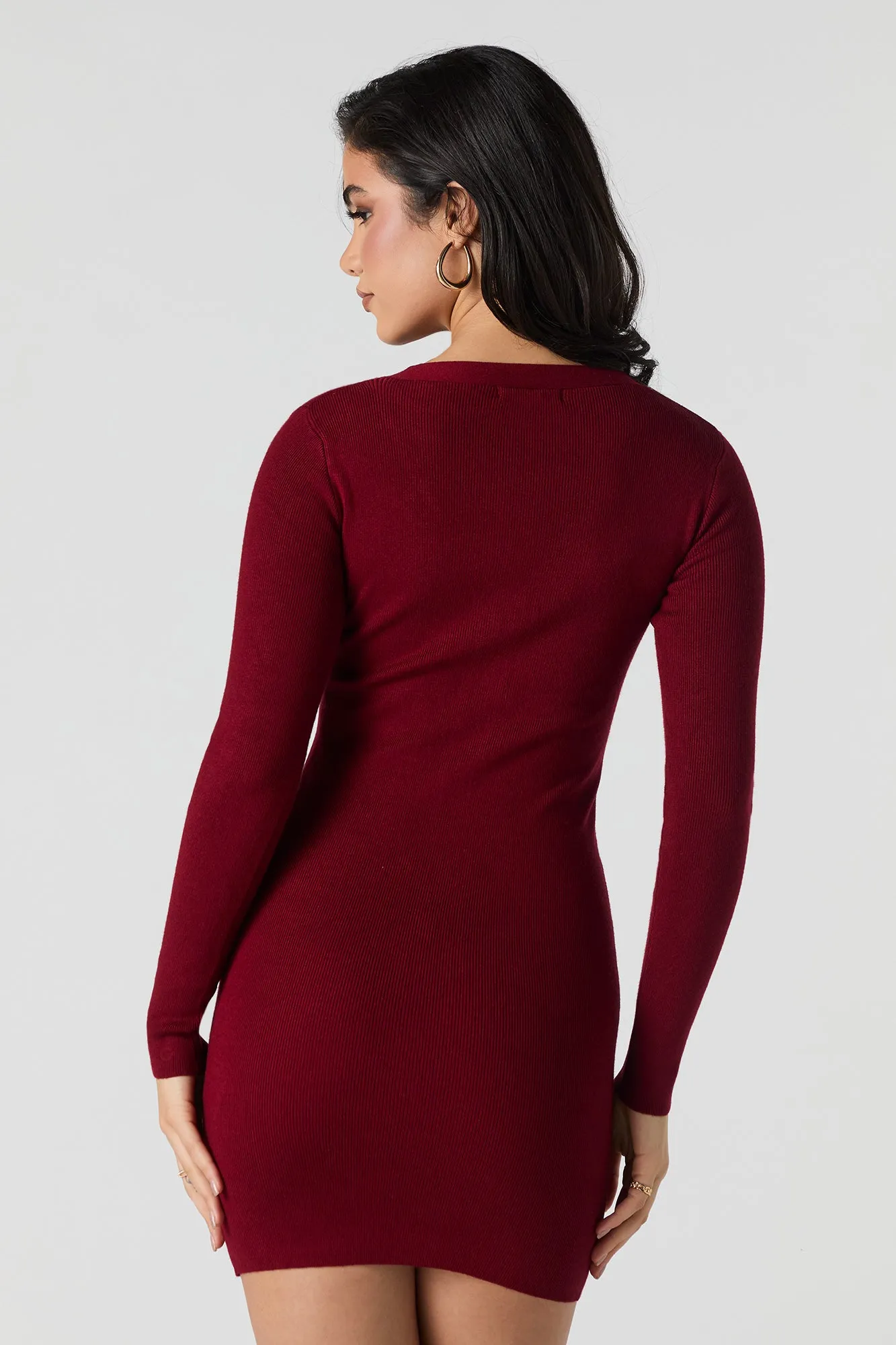 Ribbed Button-Up Sweater Dress sold by Urban Planet product image thumbnail 2