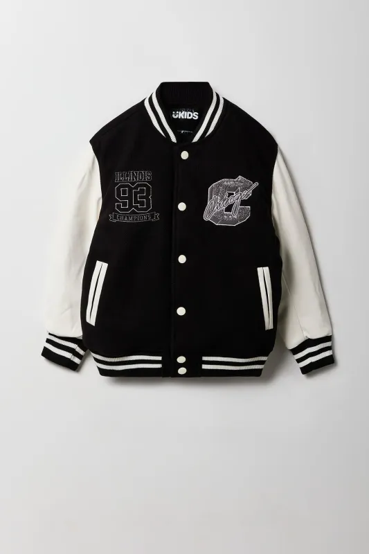 Boys Embroidered Varsity Jacket sold by Urban Planet