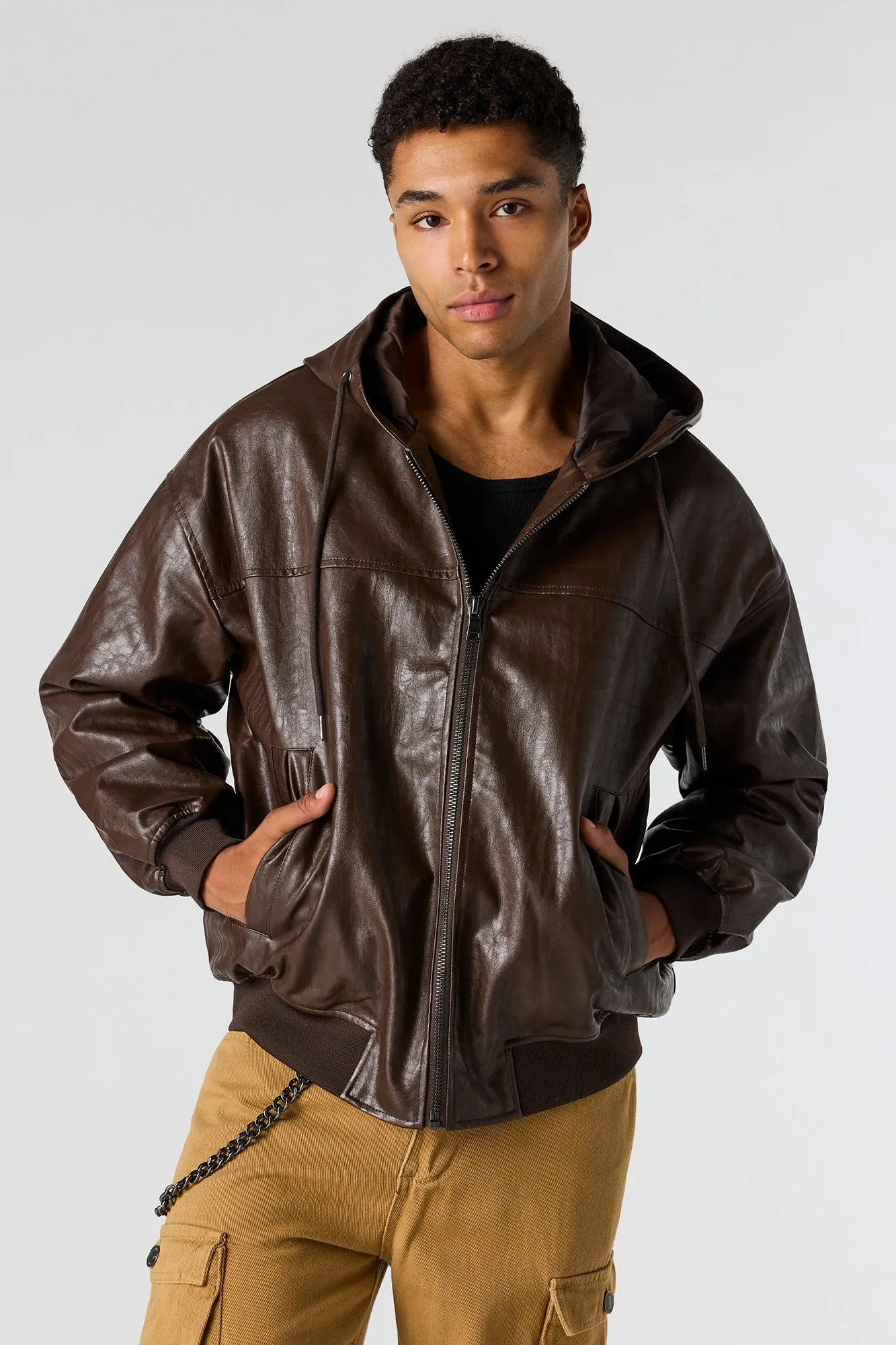 Crocodile Faux Leather Hoodie sold by Urban Planet