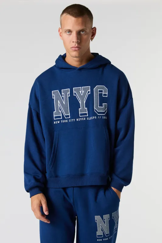 NYC Embroidered Boxy Fleece Hoodie sold by Urban Planet