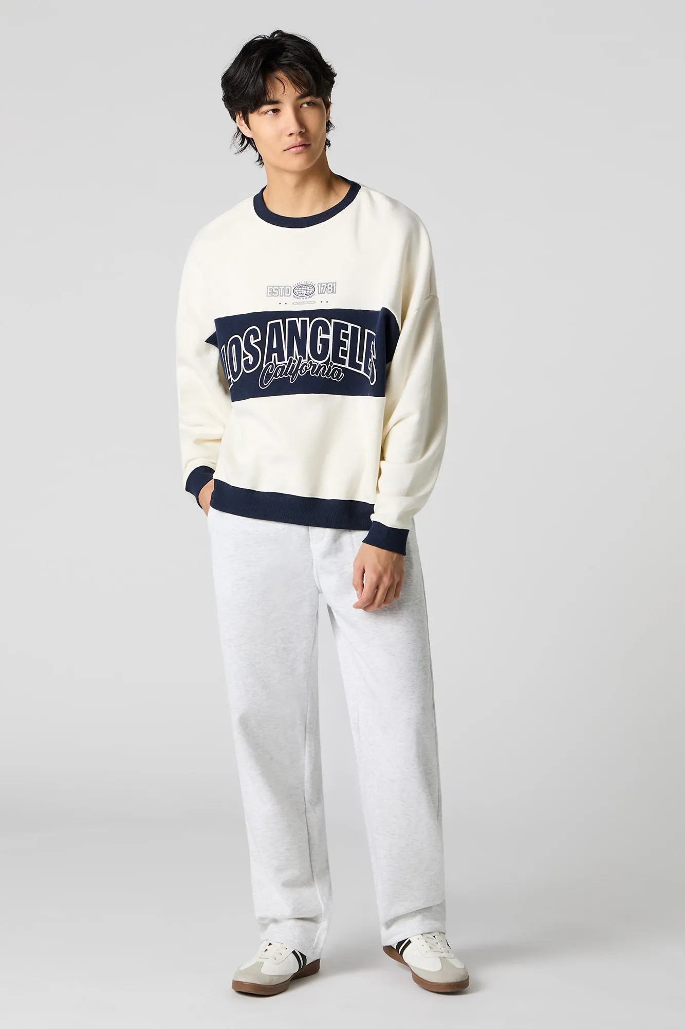 City Graphic Colourblock Fleece Sweatshirt sold by Urban Planet product image thumbnail 3