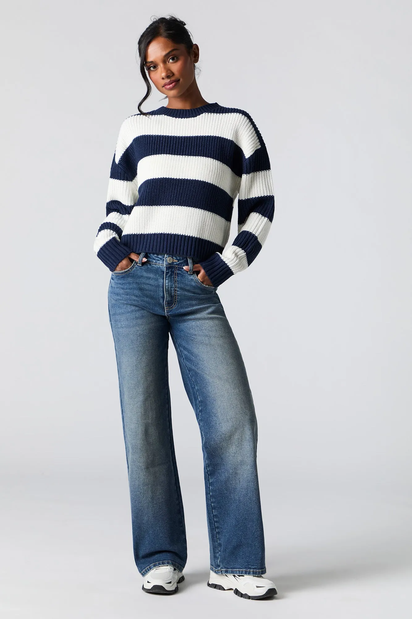 Striped Knit High Neck Sweater sold by Urban Planet product image thumbnail 3