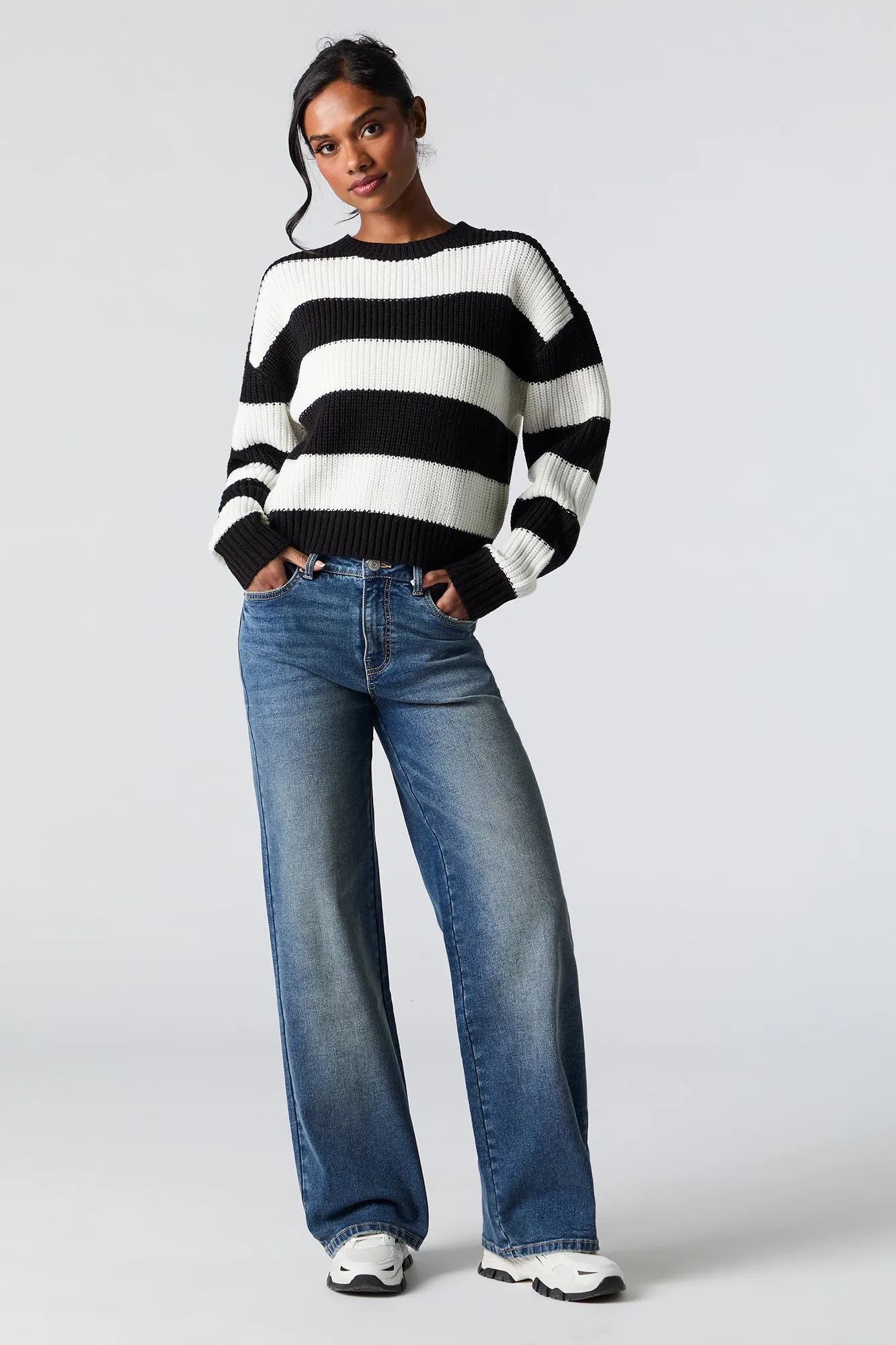 Chandail en tricot rayé à col montant sold by Urban Planet product image thumbnail 4