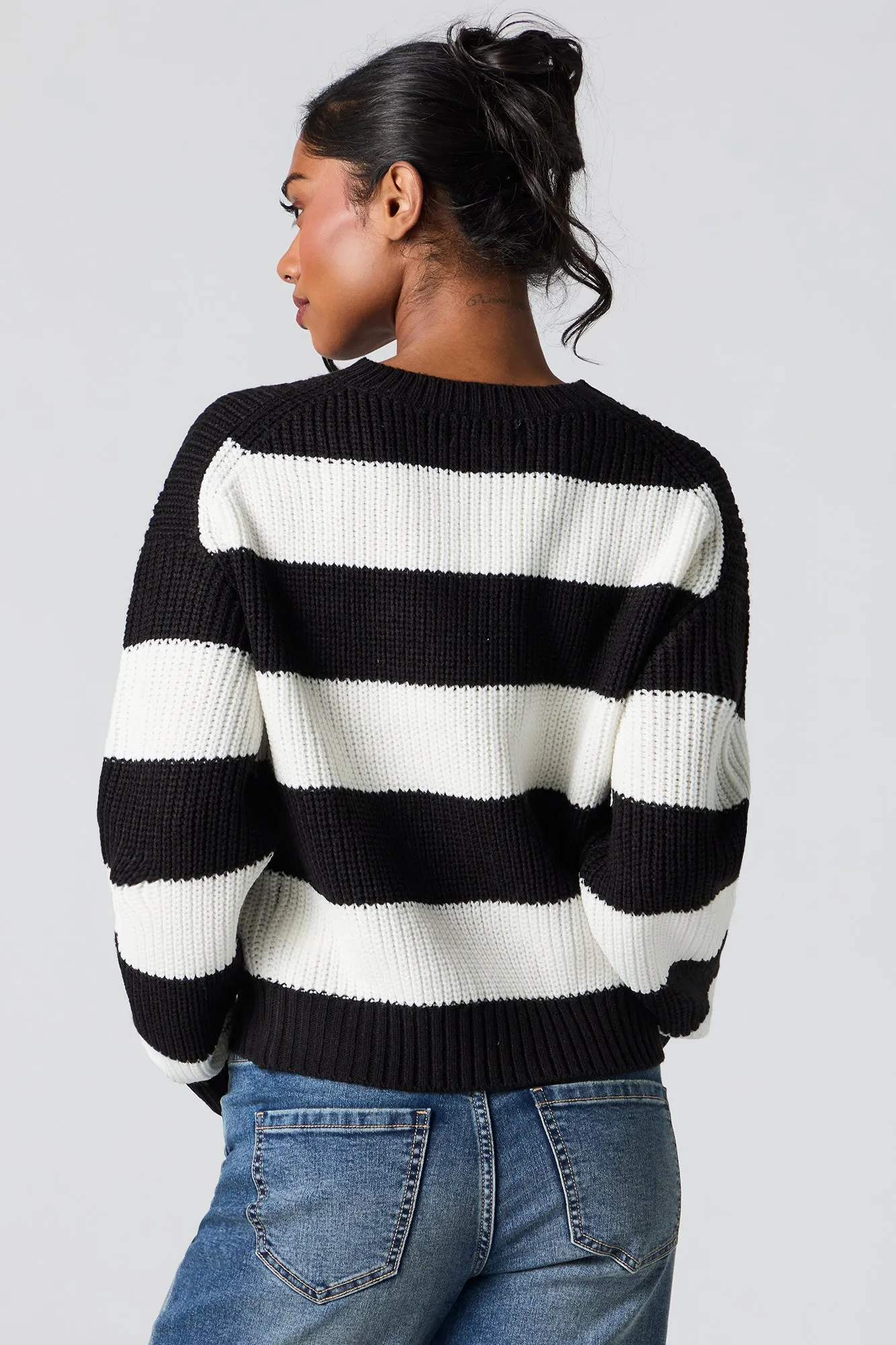 Chandail en tricot rayé à col montant sold by Urban Planet product image thumbnail 3