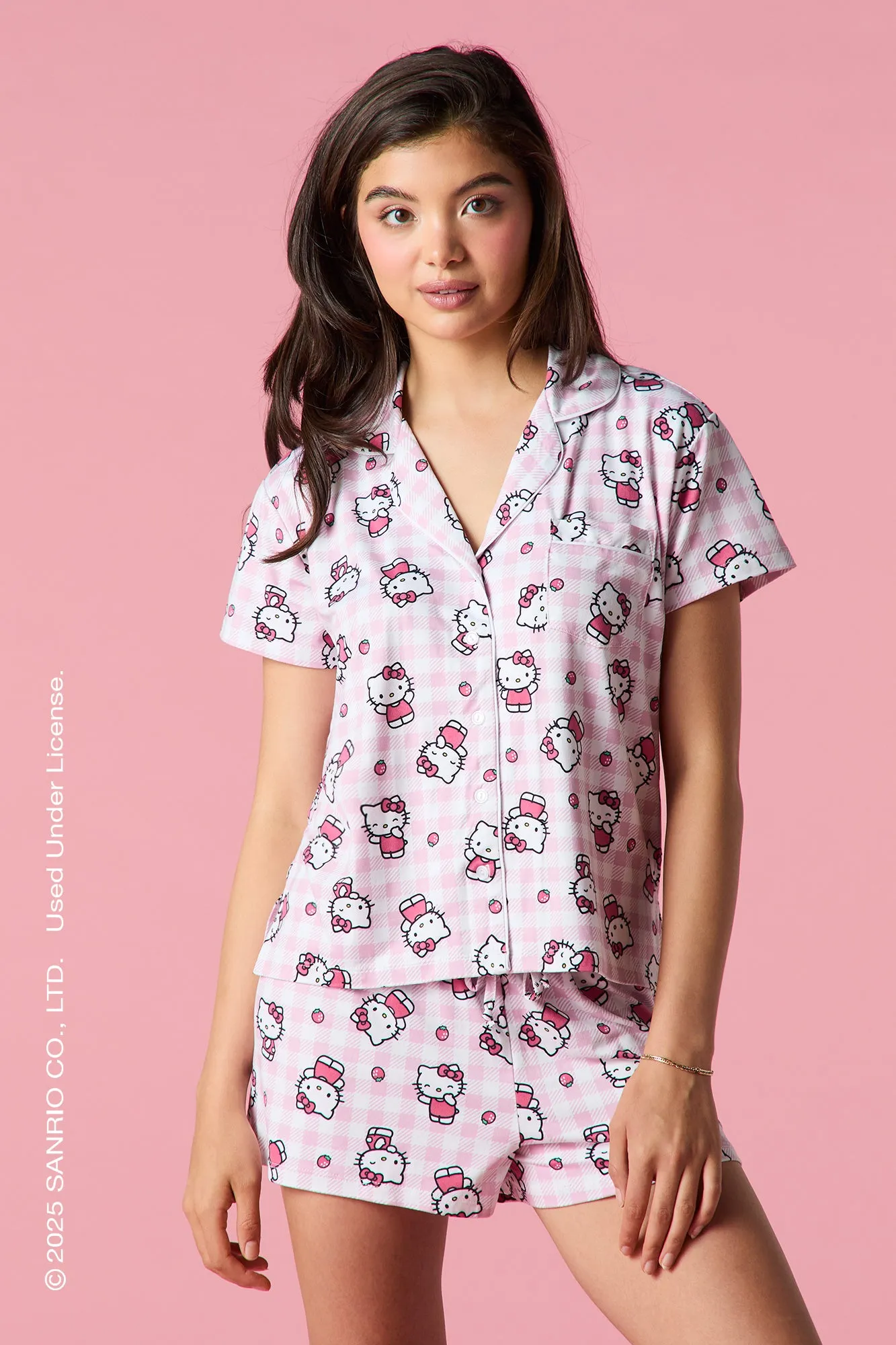 Hello Kitty® Button-Up Top & Short Pajama Set sold by Urban Planet product image thumbnail 4