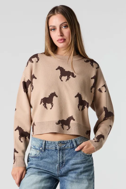 Jacquard Knit Crop Sweater sold by Urban Planet
