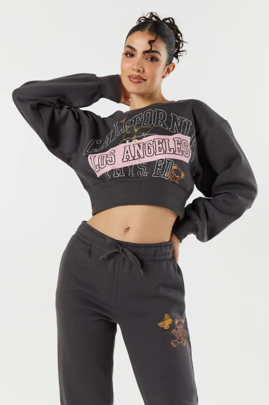 California Graphic Cropped Fleece Sweatshirt sold by Urban Planet