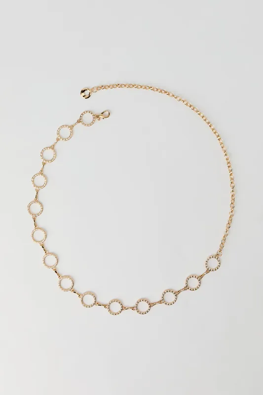 Rhinestone Circle Chain Belt sold by Urban Planet