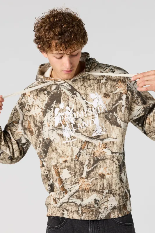 Haut à capuchon en molleton à imprimé Promised Land avec motif camouflage sold by Urban Planet
