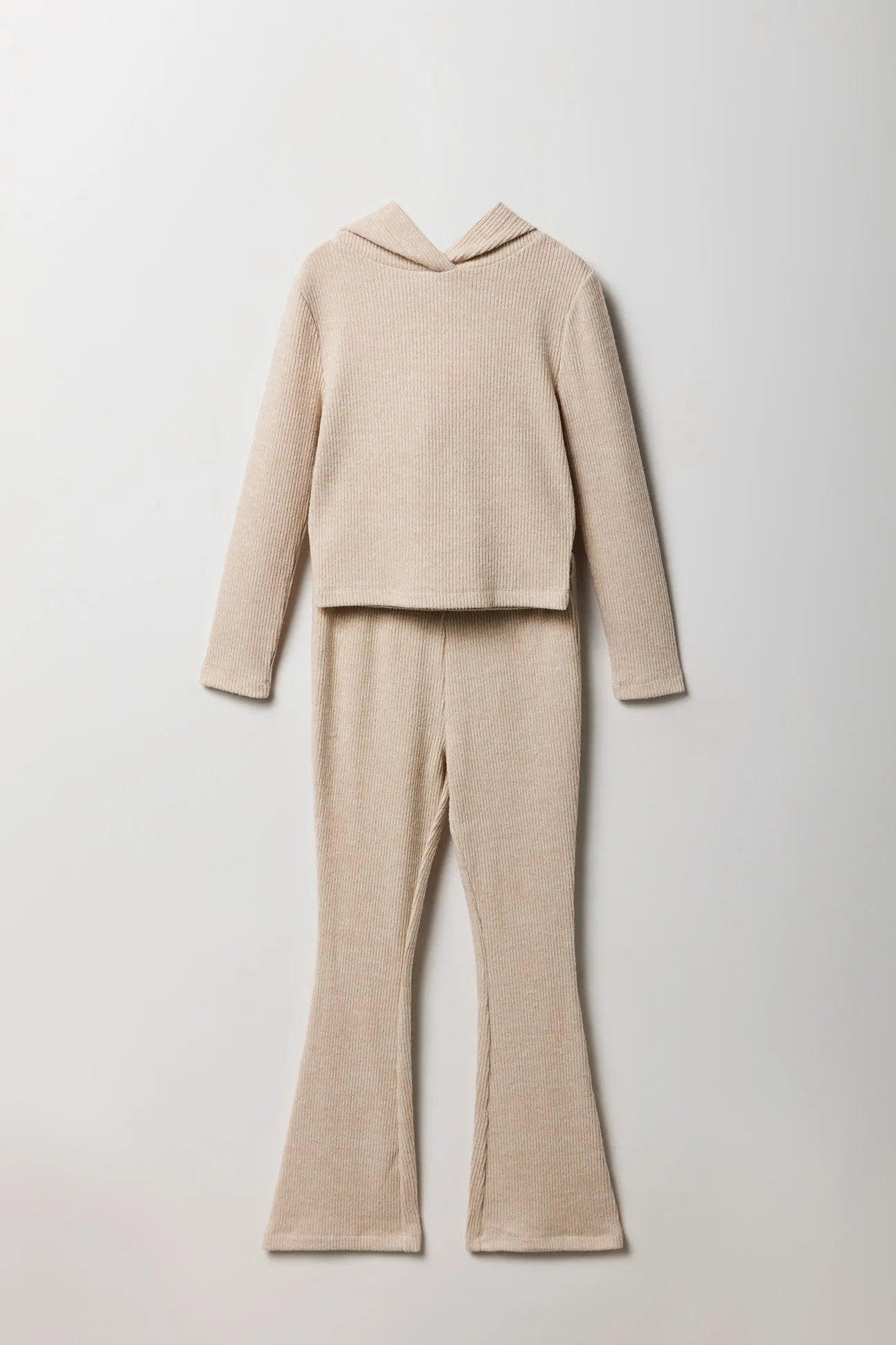 Girls Ribbed Hooded Top & Flare Pant 2 Piece Set sold by Urban Planet