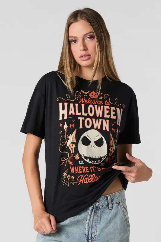 T-shirt coupe garçonne à imprimé Halloween Town sold by Urban Planet