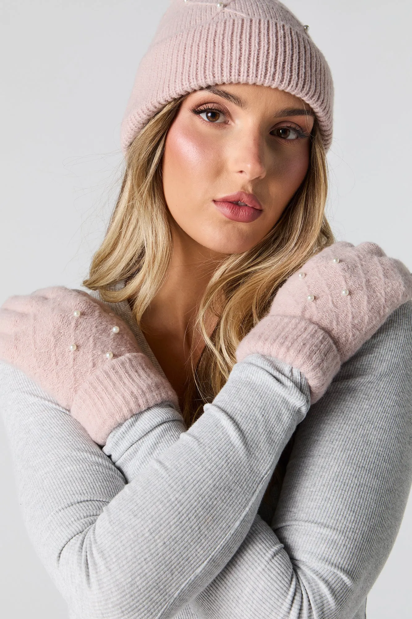 Faux Pearl Hat & Glove Set (3 Pcs) sold by Urban Planet product image thumbnail 5