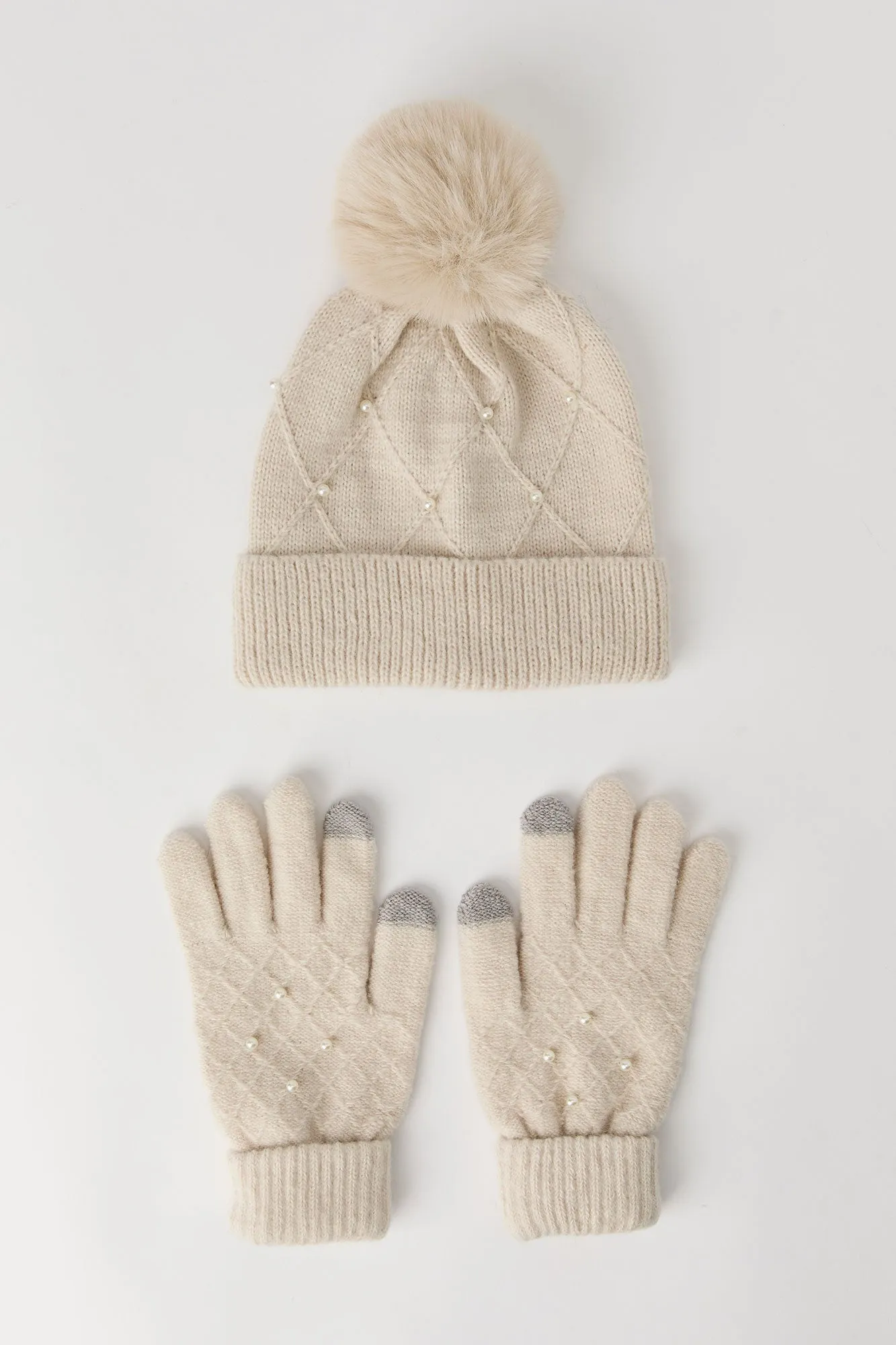 Faux Pearl Hat & Glove Set (3 Pcs) sold by Urban Planet product image thumbnail 2