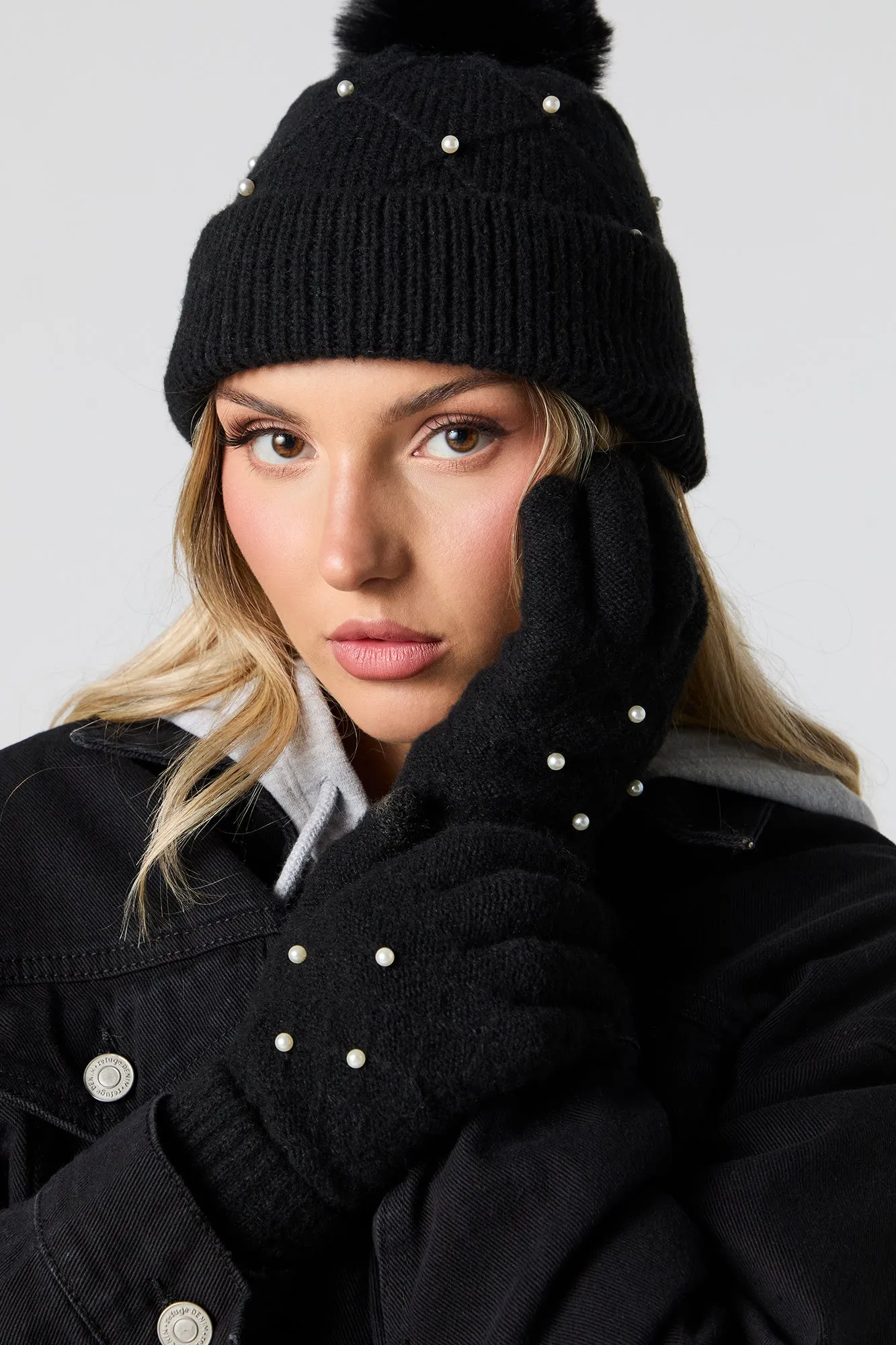 Ensemble avec chapeaux et gants ornés de similiperles (3 unités) sold by Urban Planet product image thumbnail 2