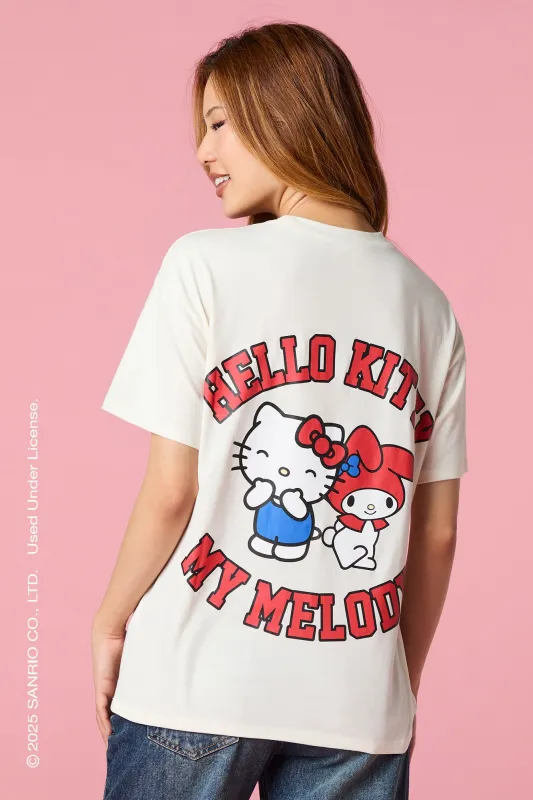 Hello Kitty® & My Melody™ Graphic Boyfriend T-Shirt sold by Urban Planet