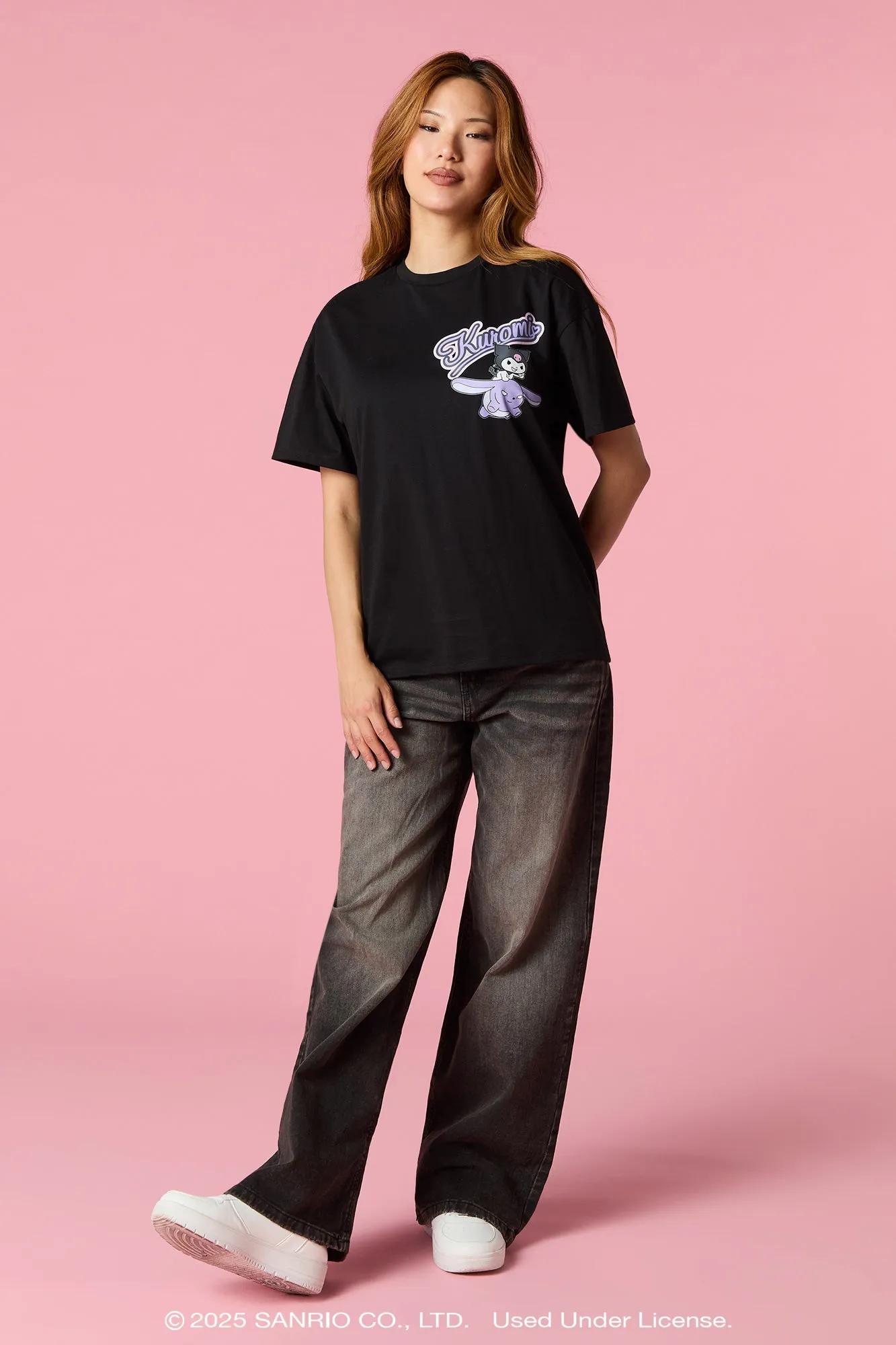 T-shirt de coupe garçonne à imprimé Kuromi sold by Urban Planet product image thumbnail 3