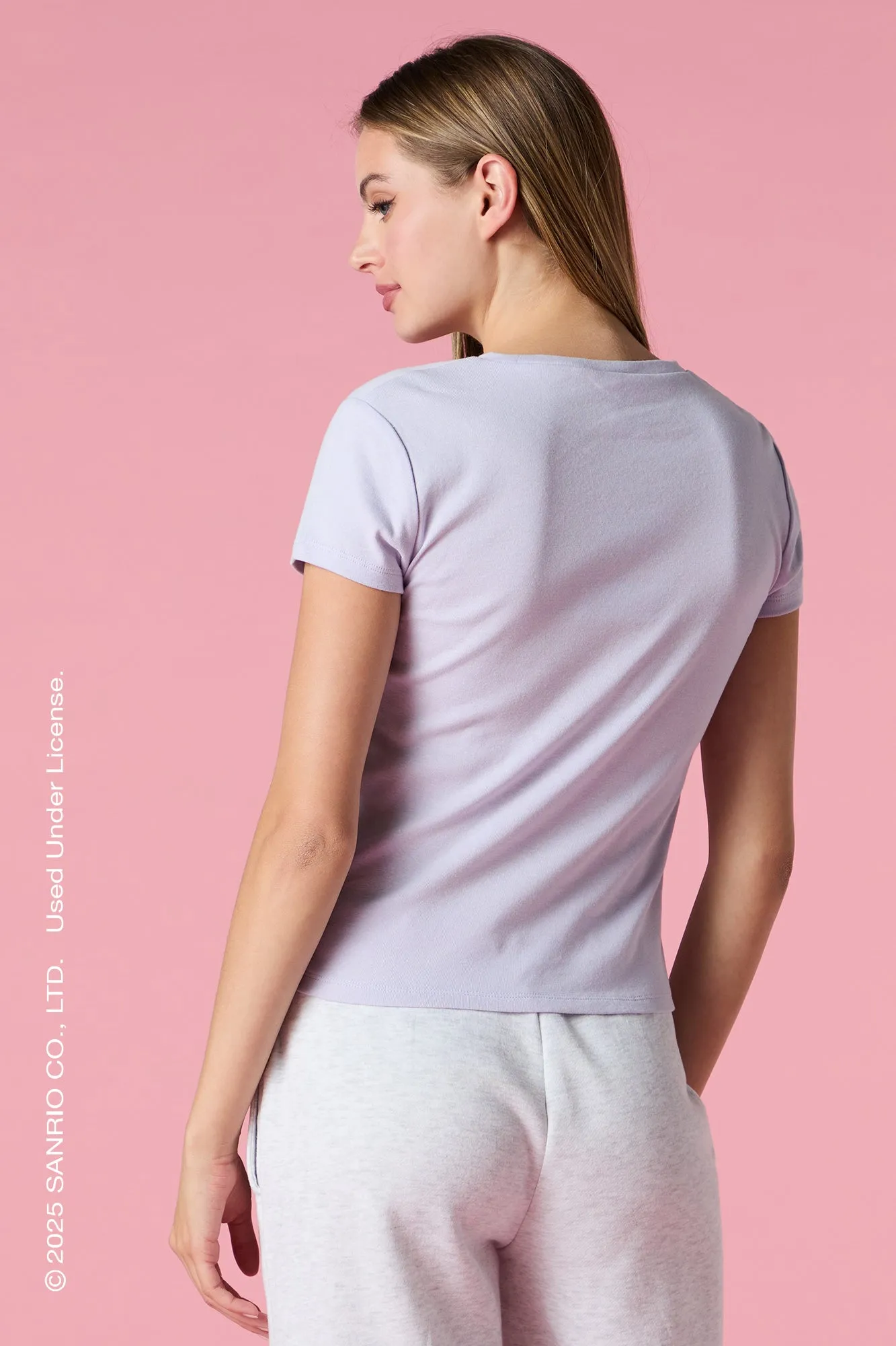 T-shirt à imprimé Kuromi & My Melody avec pierres du Rhin sold by Urban Planet product image thumbnail 2