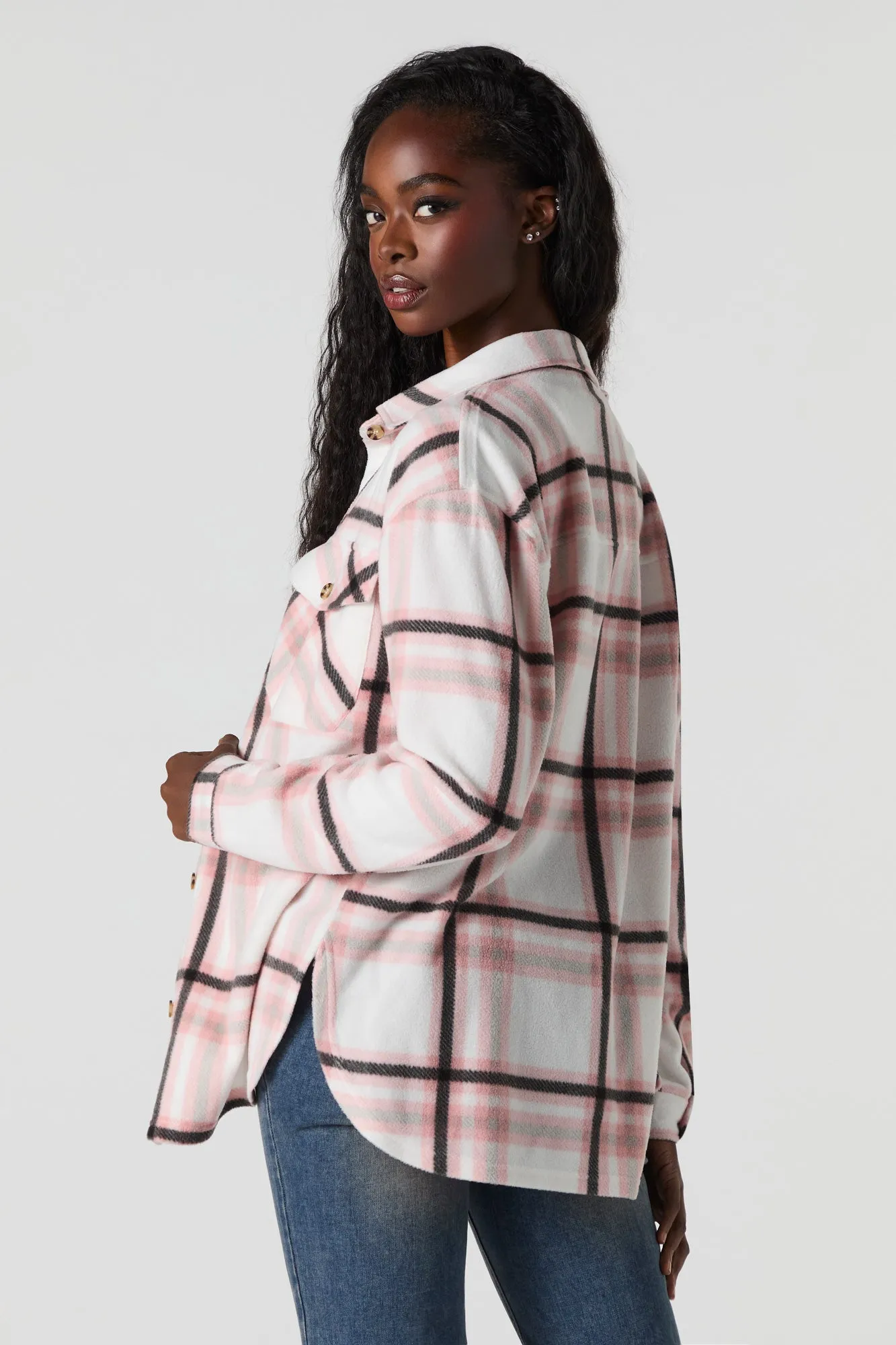 Plaid Fleece Shacket sold by Urban Planet product image thumbnail 2