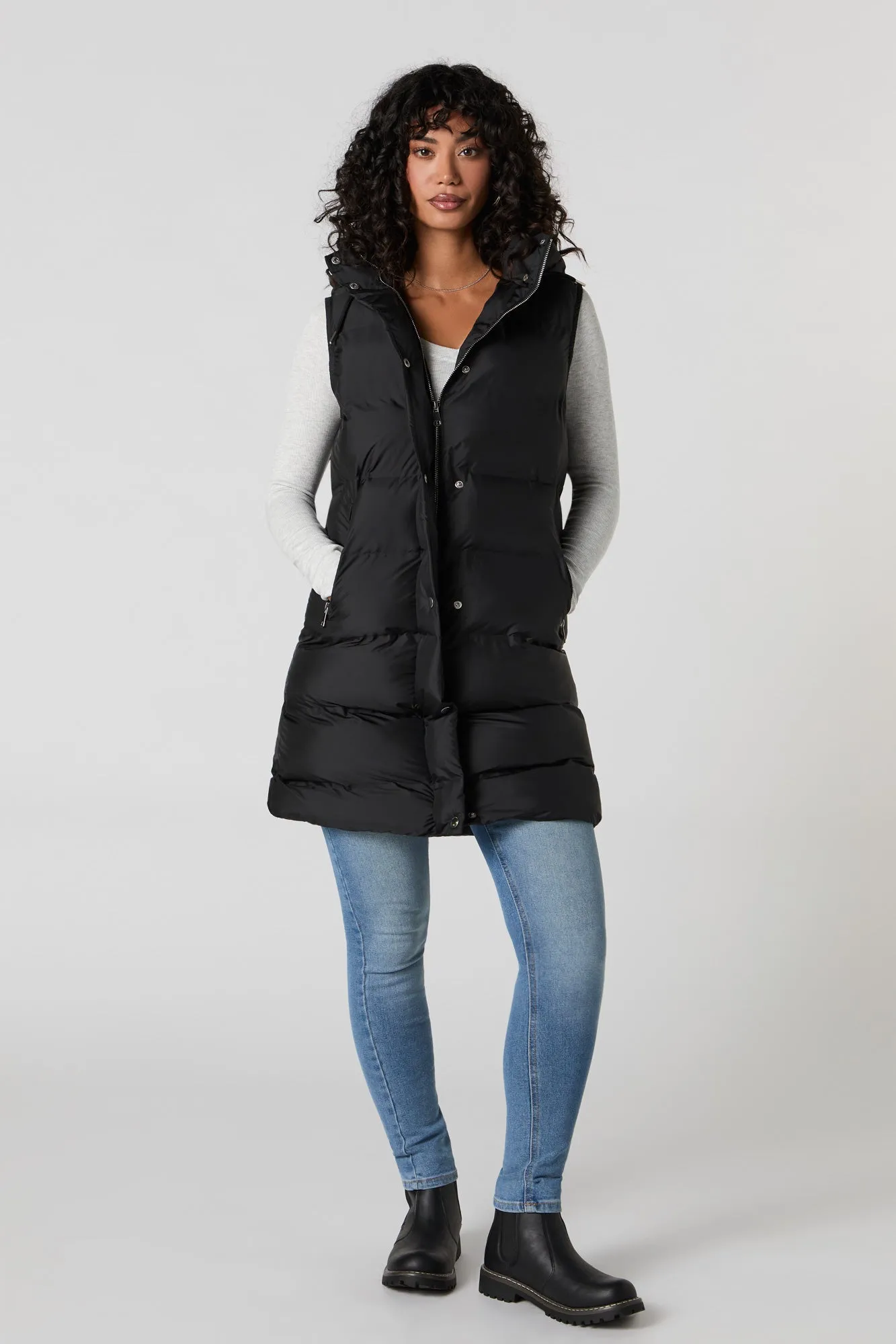 Hooded Longline Puffer Vest sold by Urban Planet product image thumbnail 4