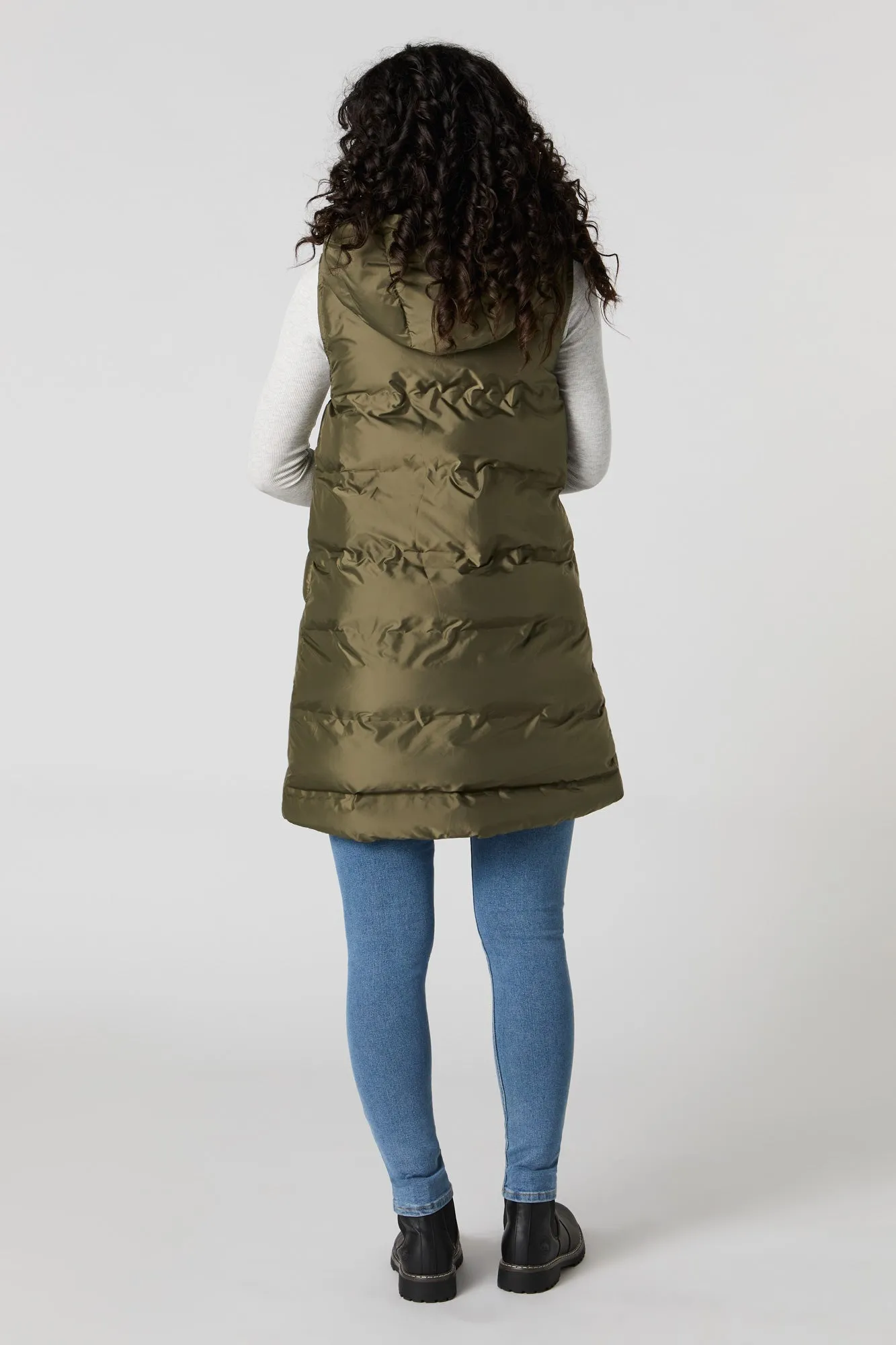 Hooded Longline Puffer Vest sold by Urban Planet product image thumbnail 3