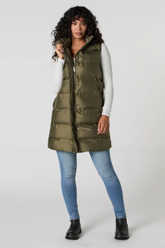 Hooded Longline Puffer Vest sold by Urban Planet