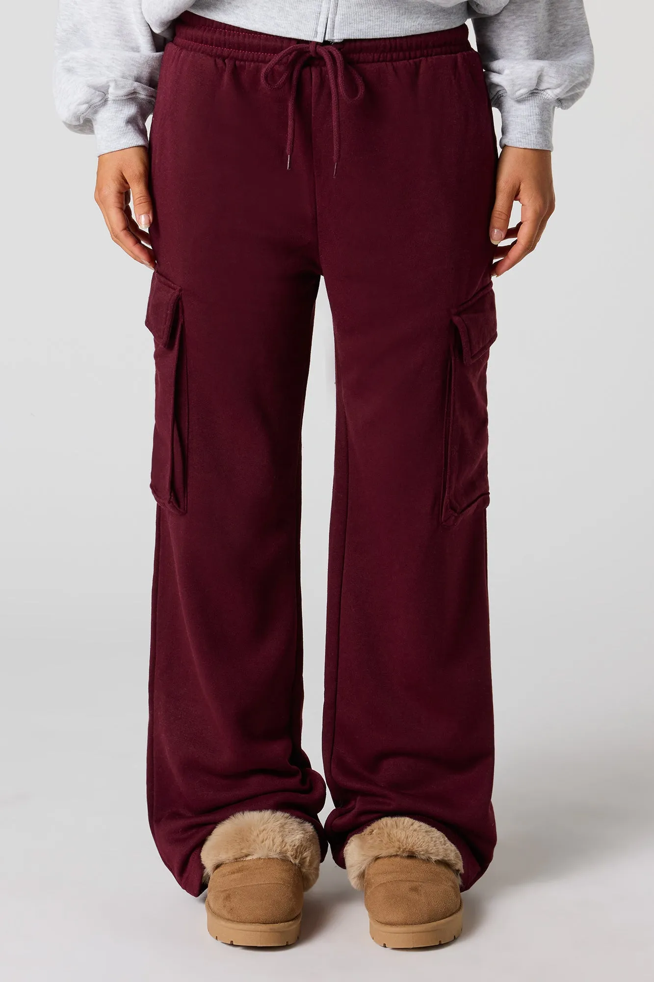 Fleece Wide Leg Cargo Sweatpant sold by Urban Planet product image thumbnail 2