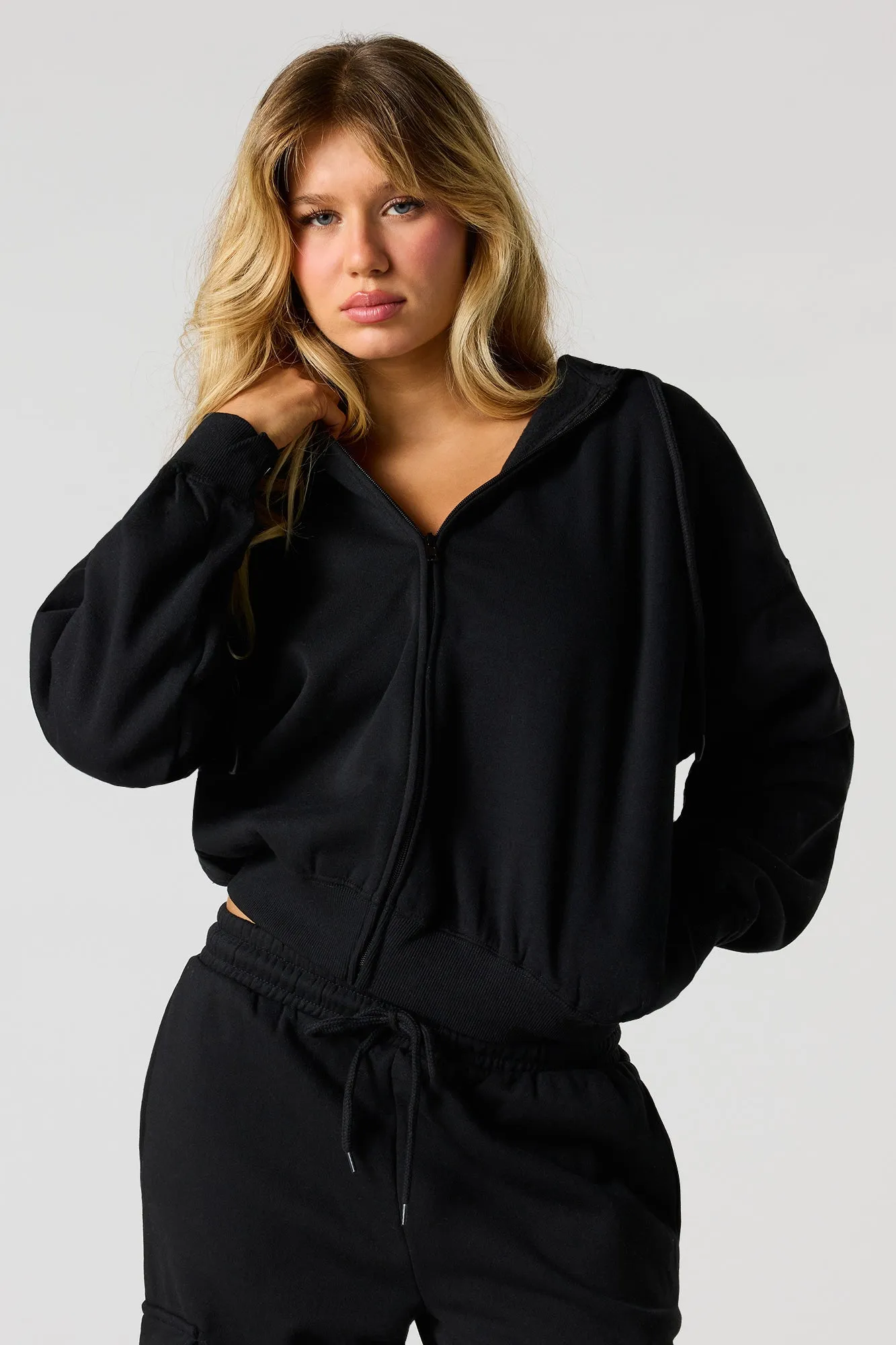 Boxy Fleece Zip-Up Hoodie sold by Urban Planet product image thumbnail 4